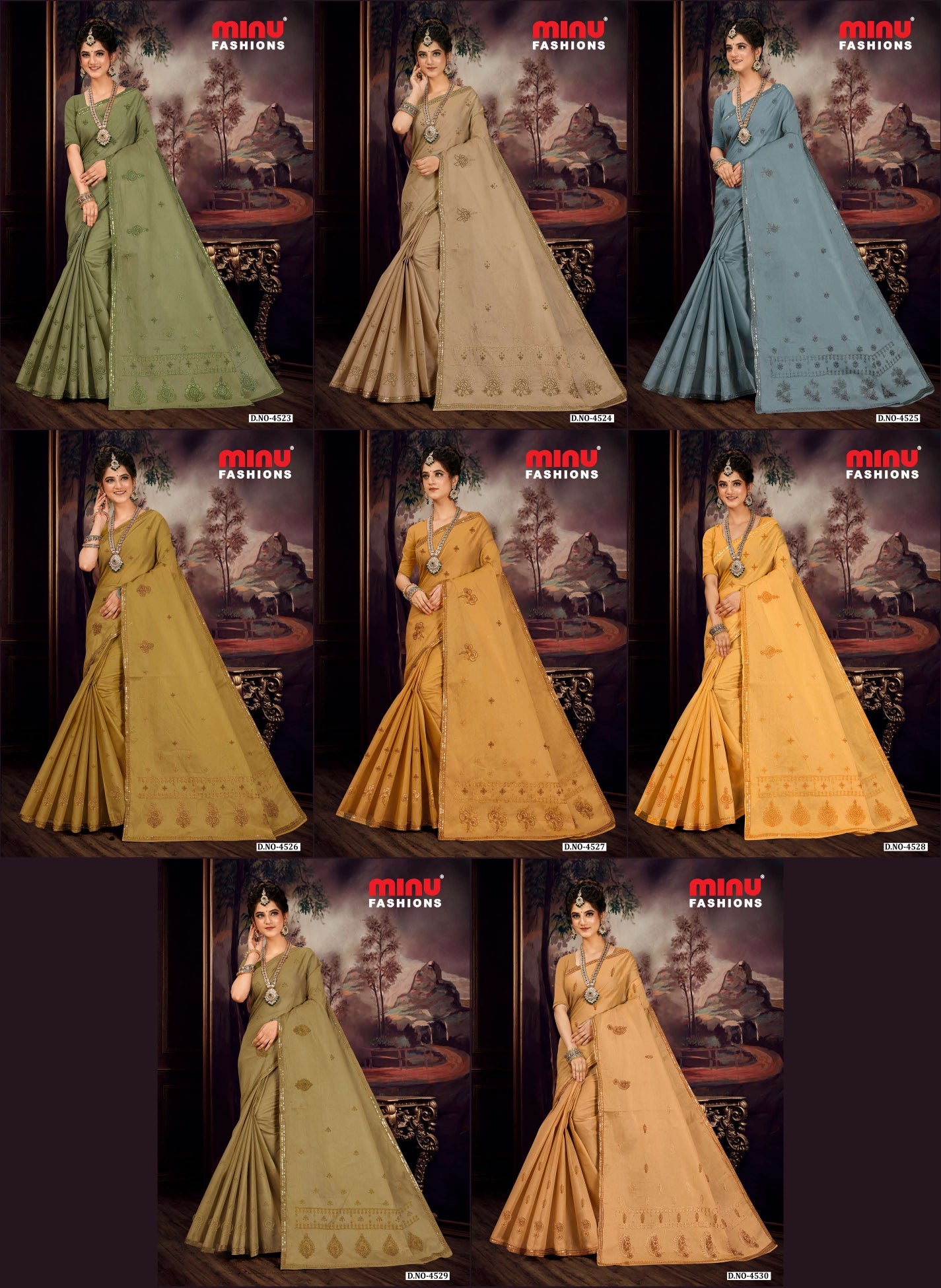 Embroidered Saree Eliza Sequence - 08 Pcs Set