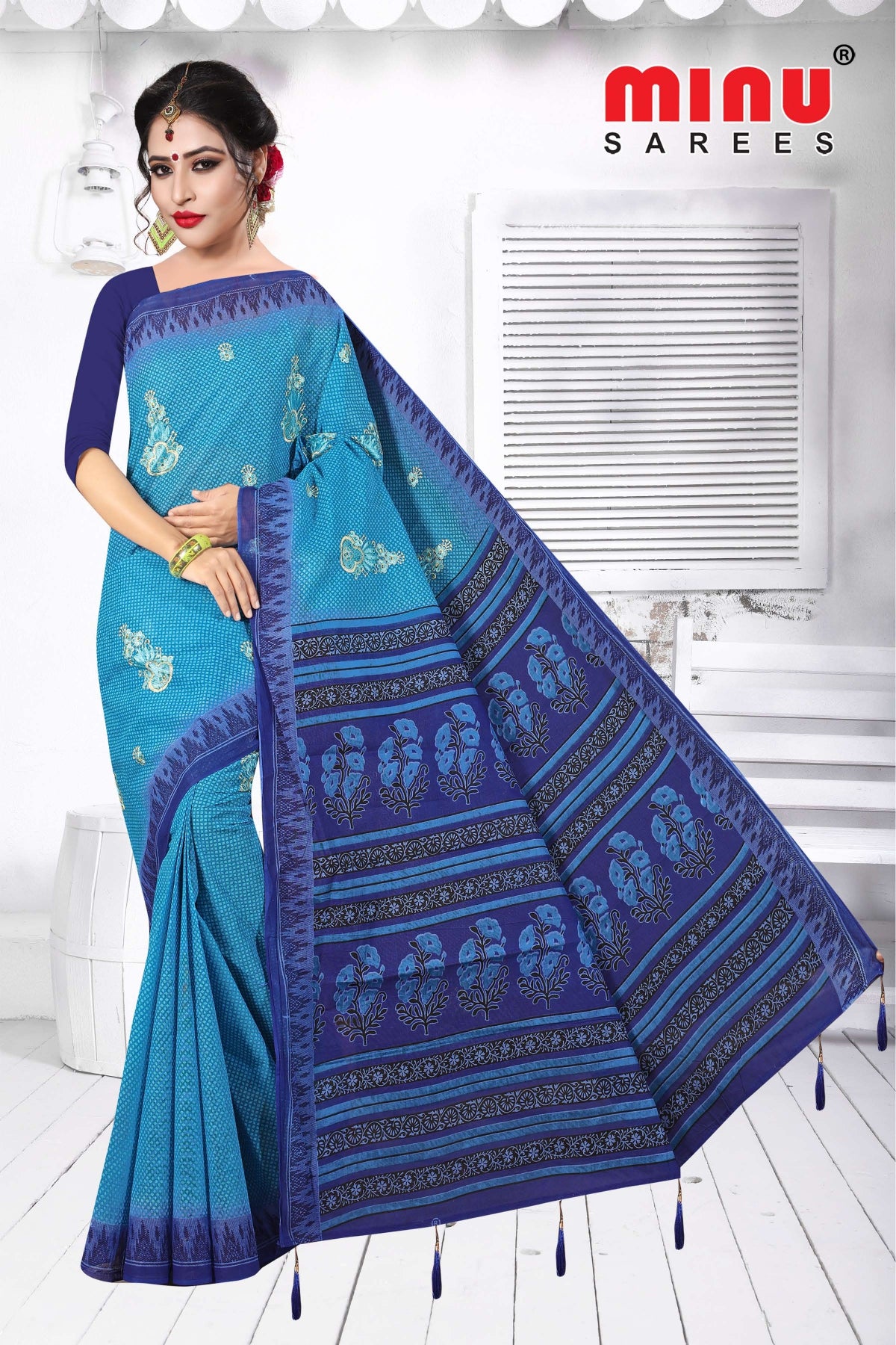 trendy cotton saree wearing woman