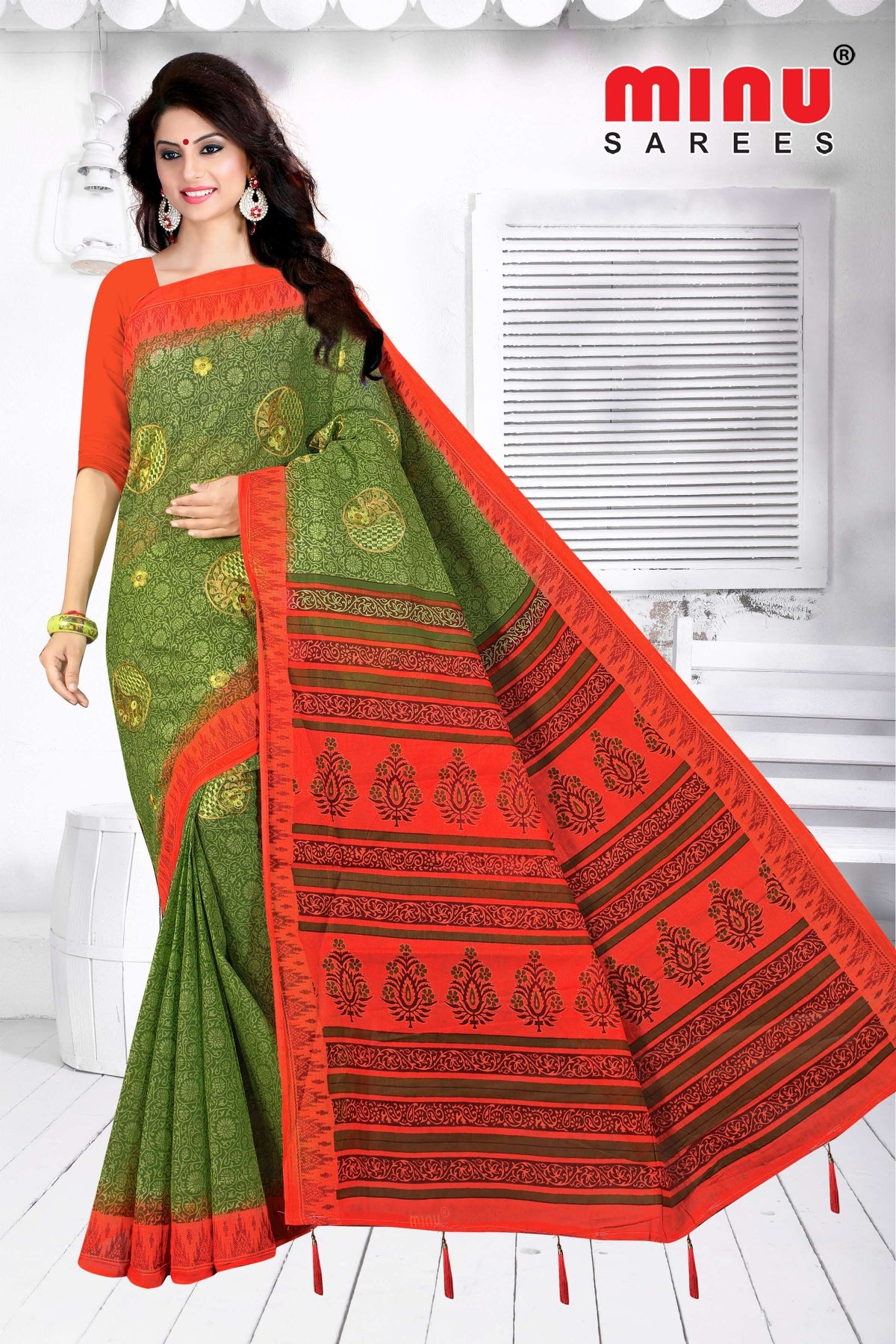 high-quality printed cotton saree with pure cotton fabric 