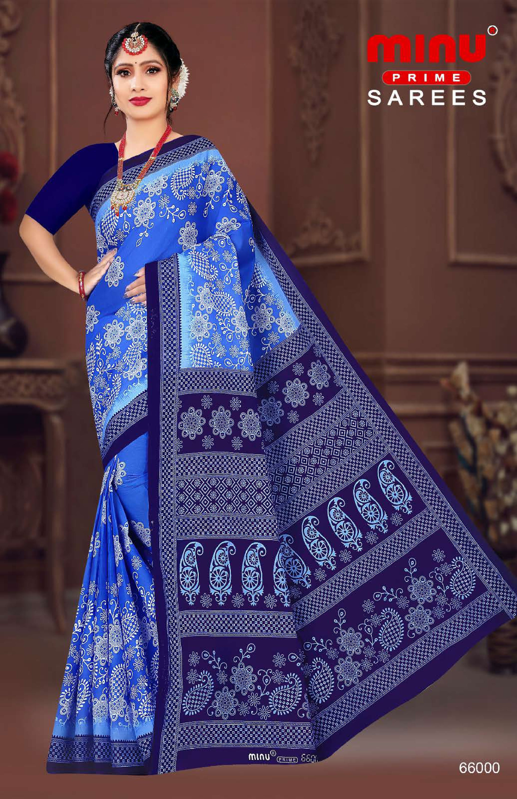 Blue pure cotton sarees wholesale online