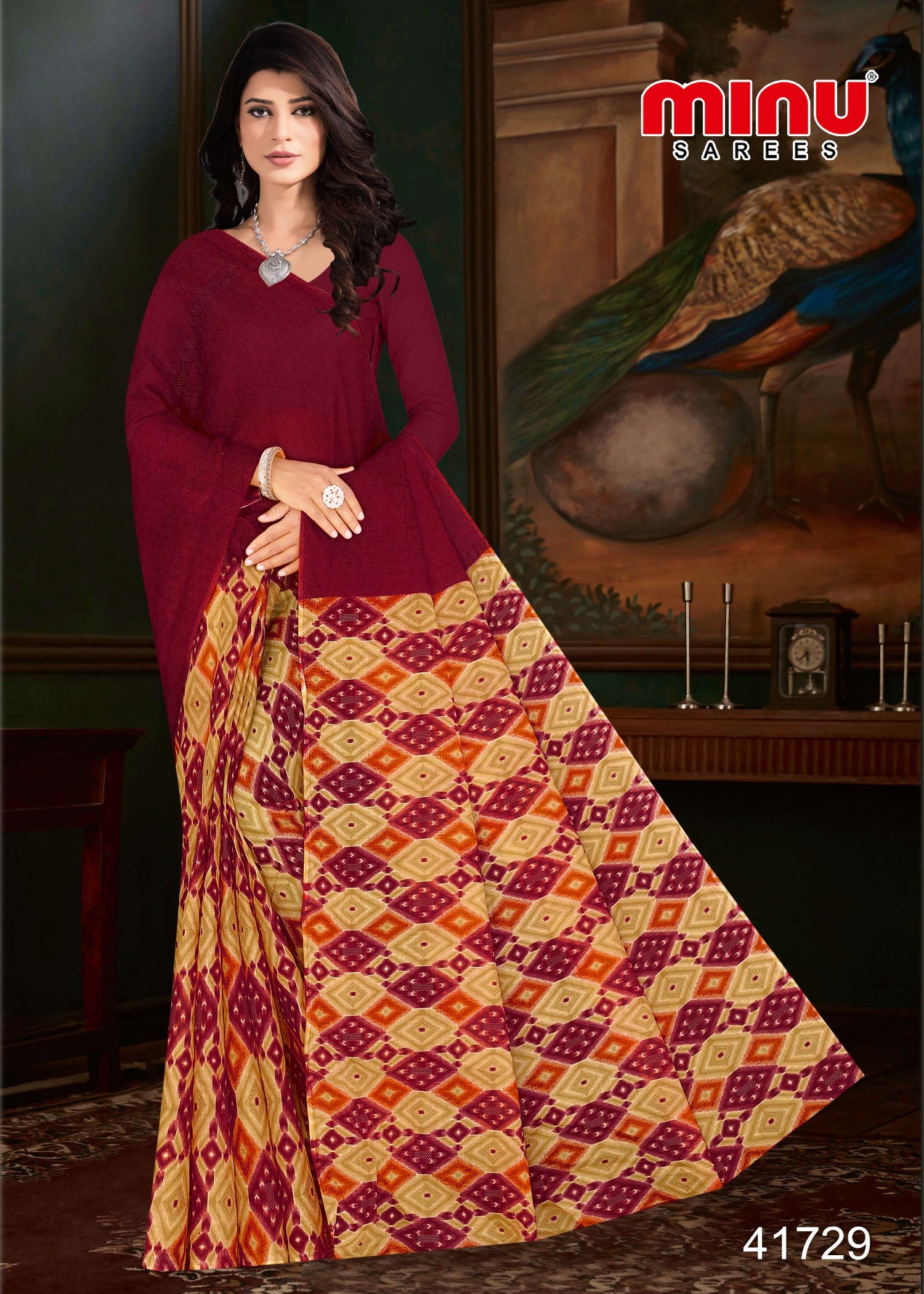 Bold and classy printed saree online image 