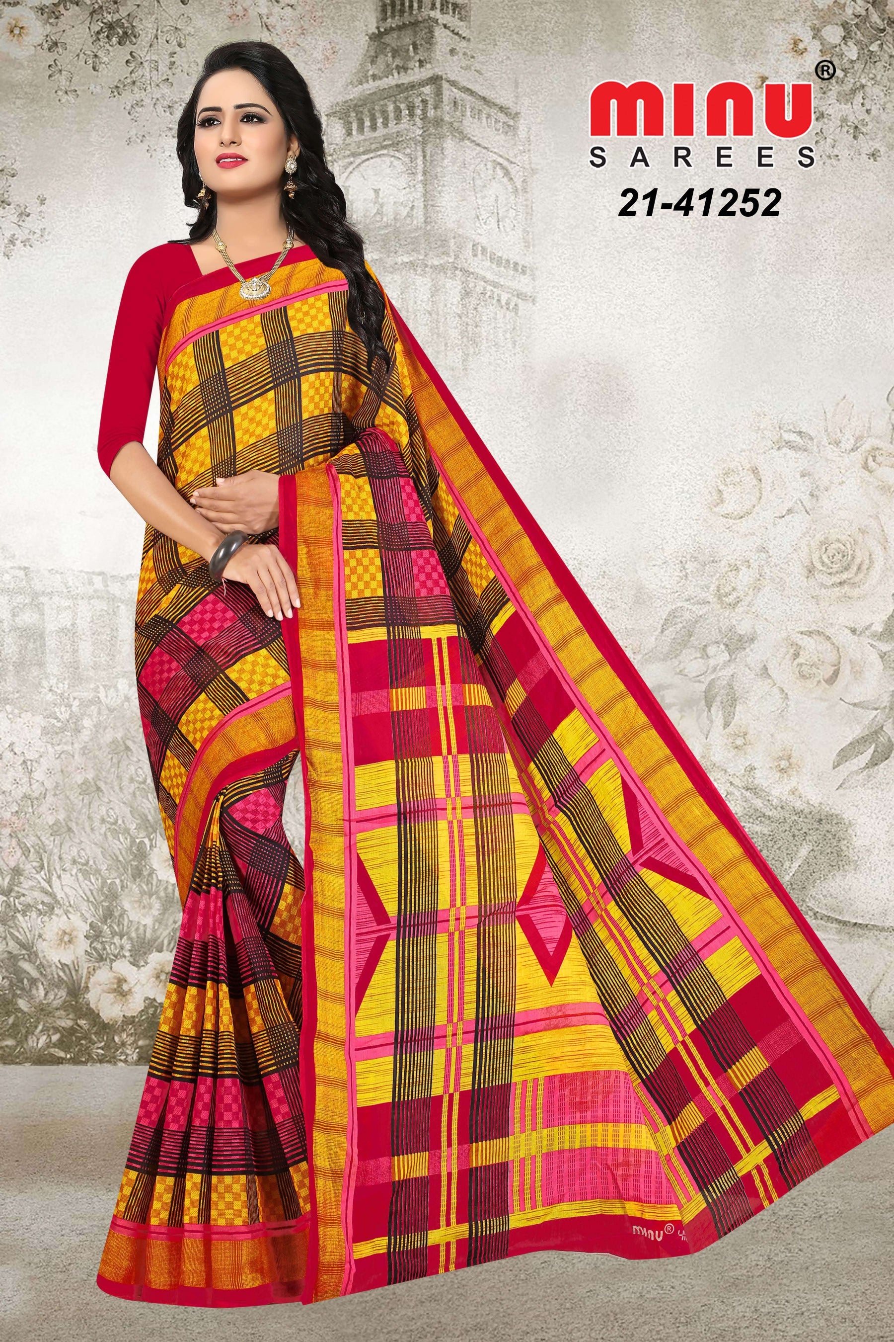 online image of women's pure cotton saree 