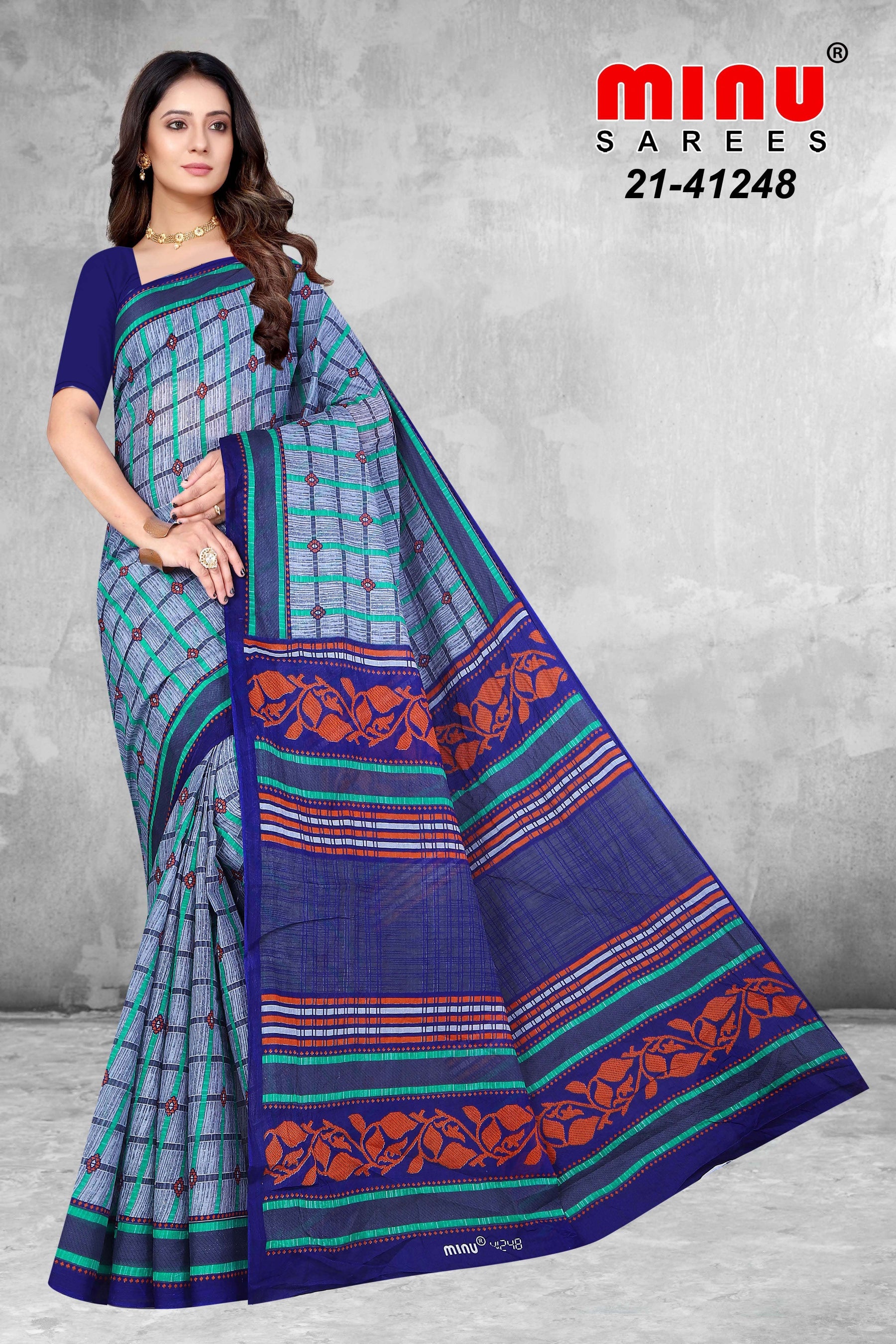 top-quality cotton printed saree wearing woman 