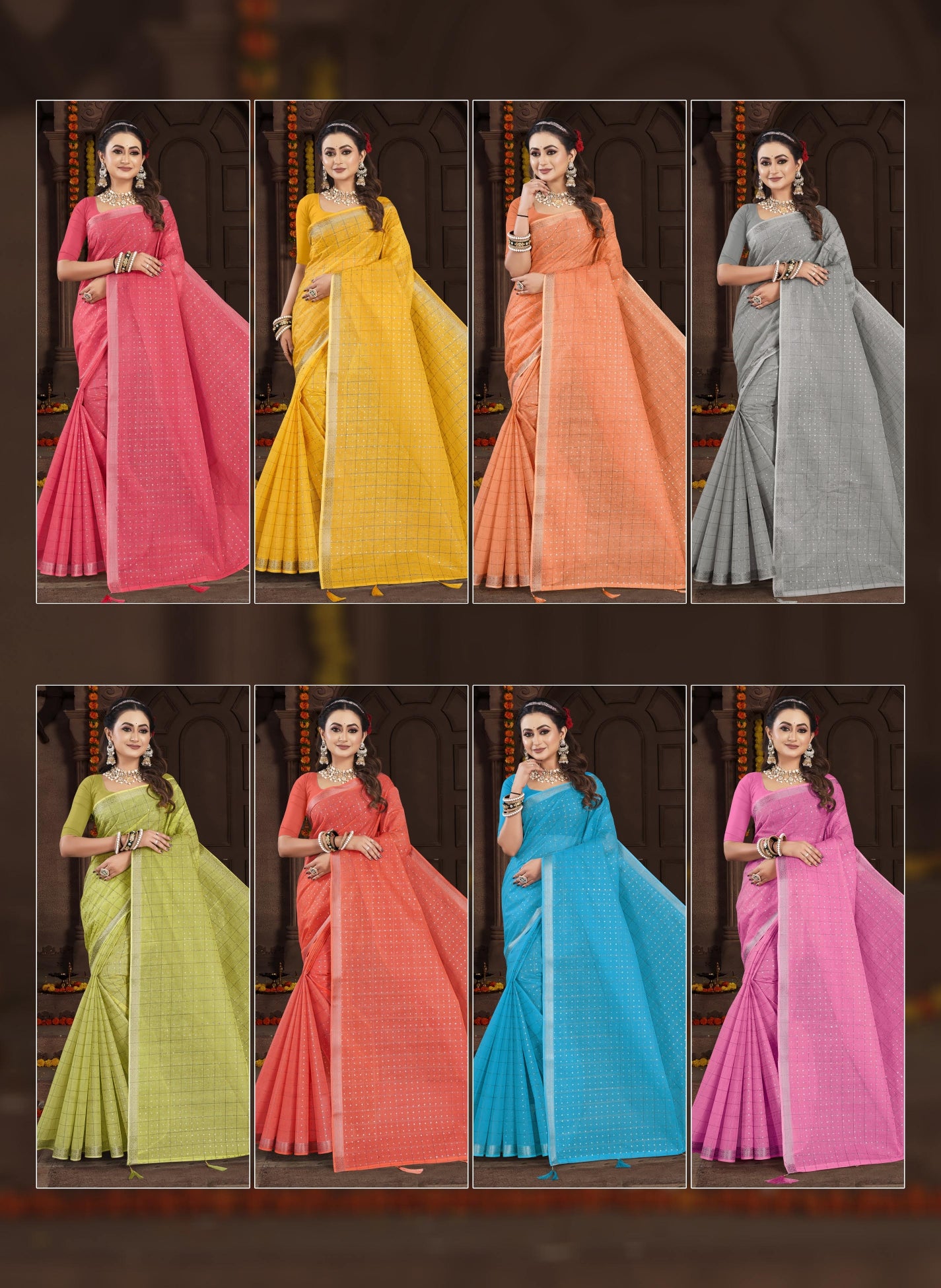 Embroidered Saree Jack Pot - 08 Pcs Set