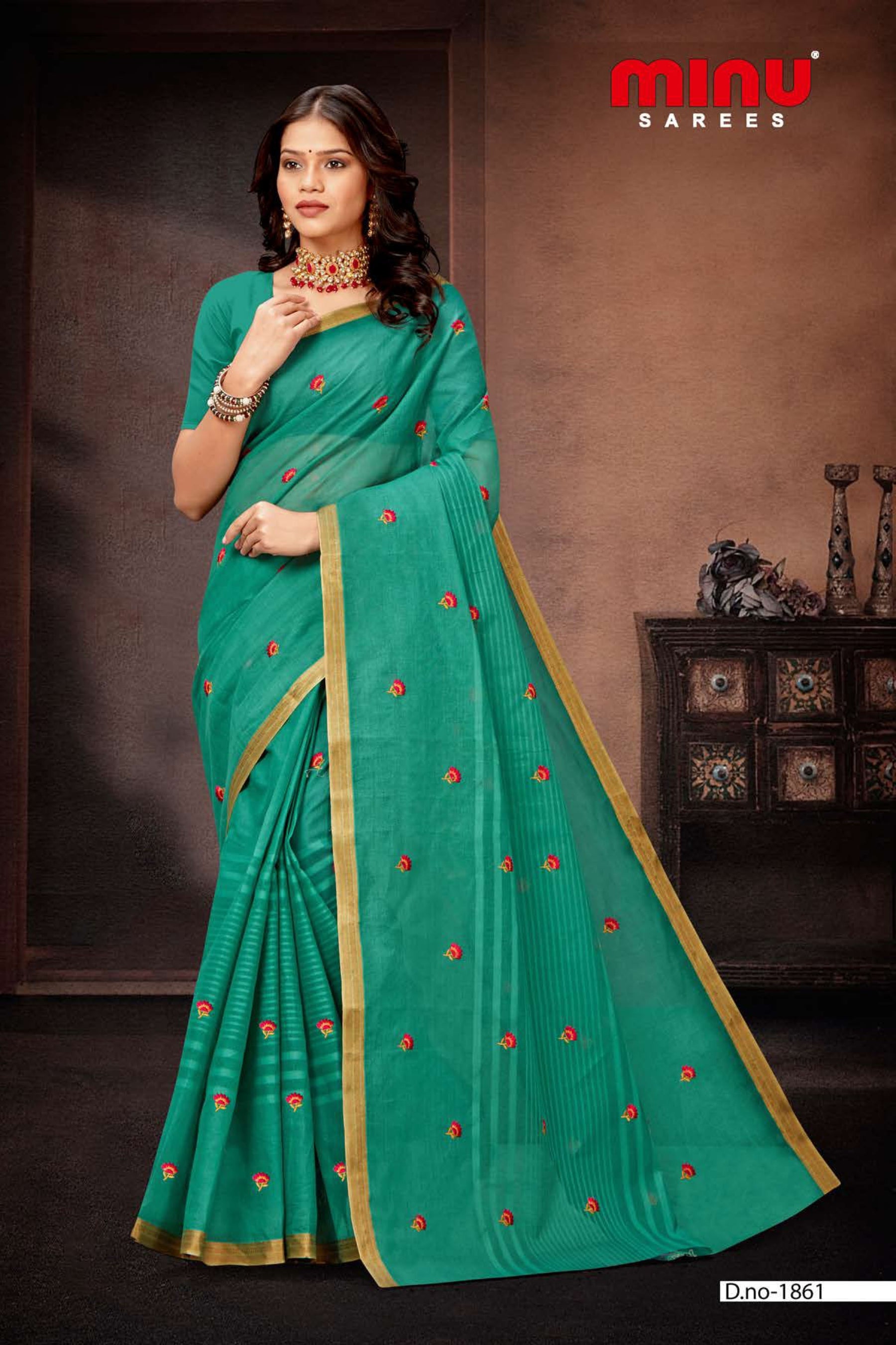 latest designer embroidered saree for wholesale online 