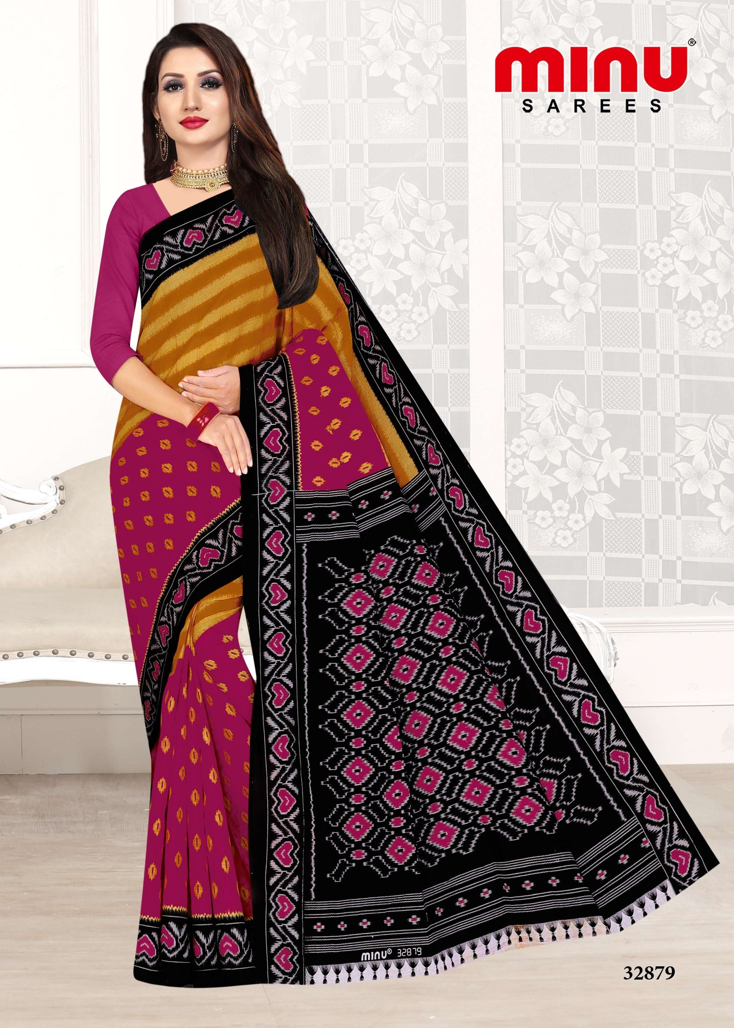 color printed cotton saree for resell online 
