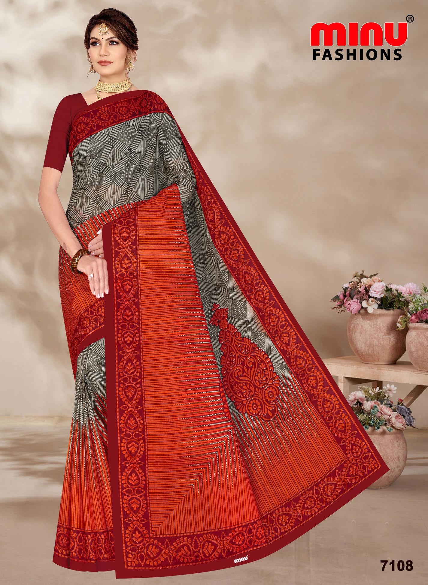 woman wearing Cotton Saree wholesale