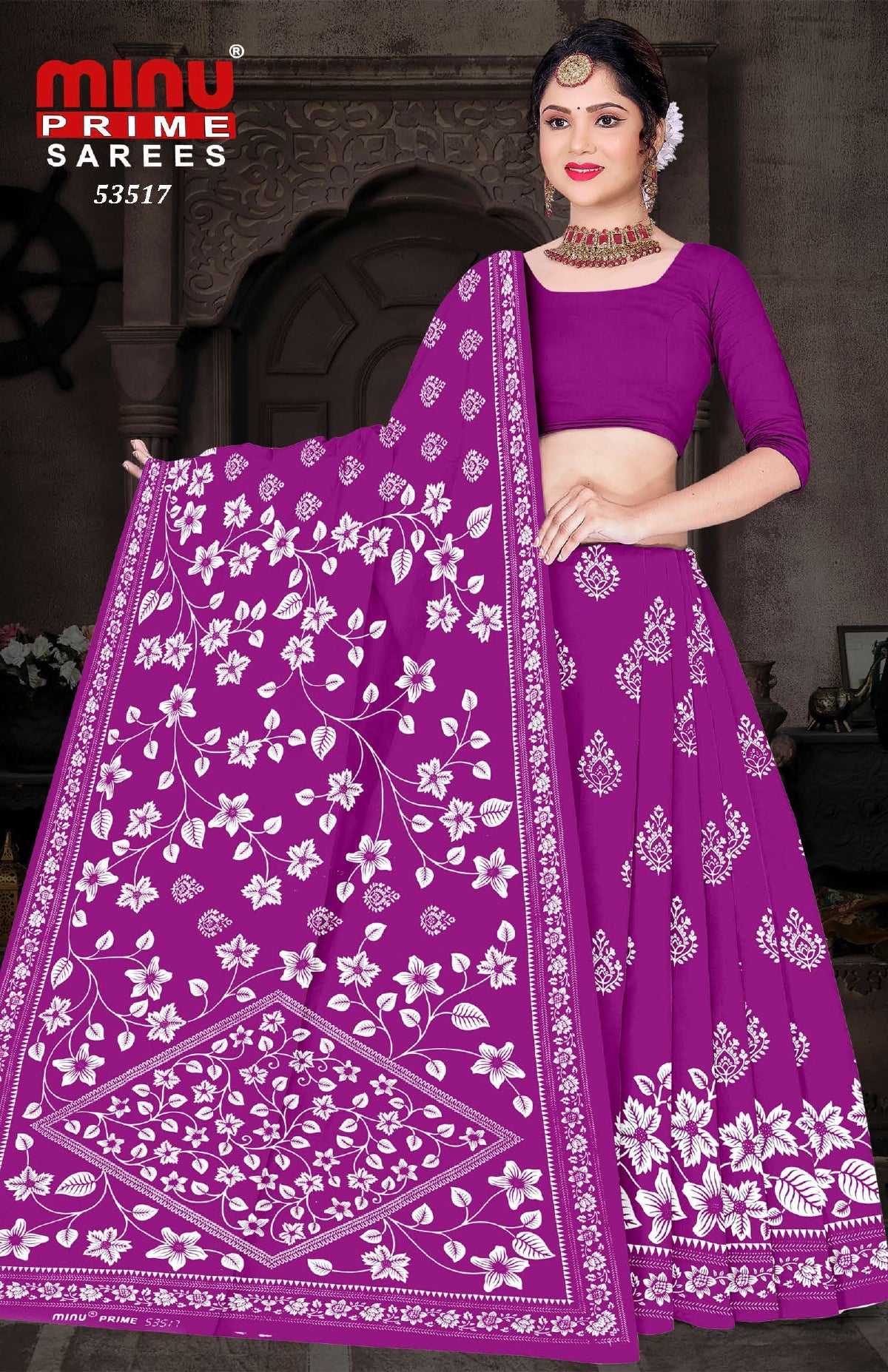 Printed Cotton Saree Kanji Varam (Vol-3) - 10 Pcs Set