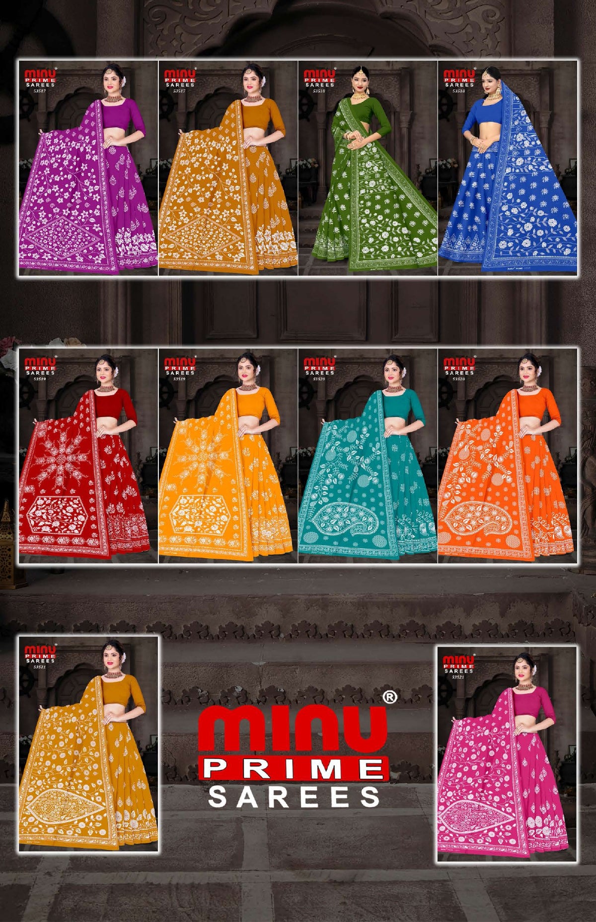 Printed Cotton Saree Kanji Varam (Vol-3) - 10 Pcs Set