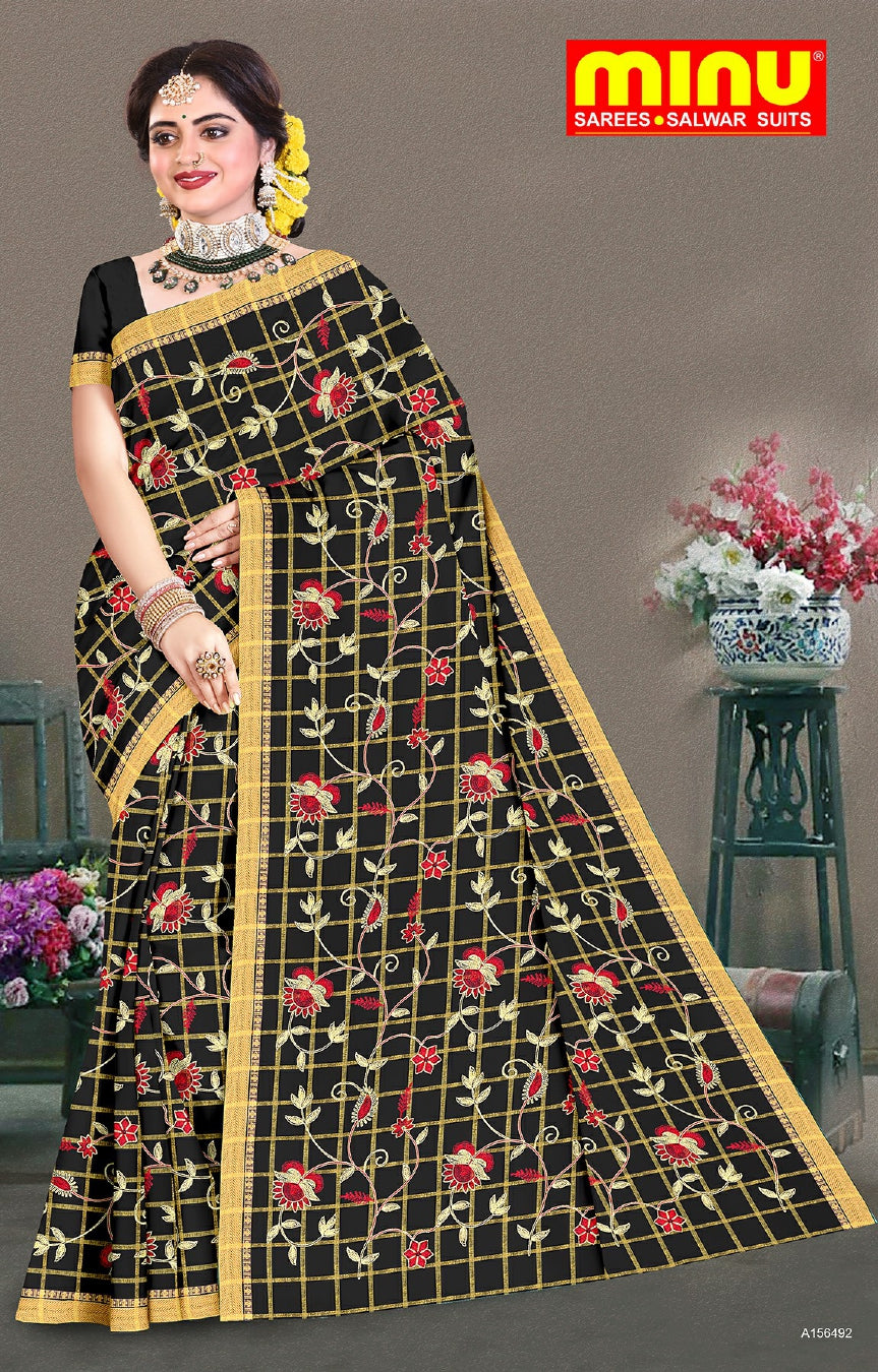 embroidered cotton saree online India for women and girls 