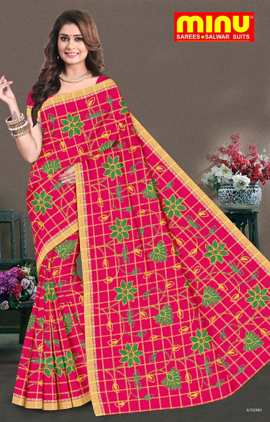 top-quality embroidered saree wearing woman 