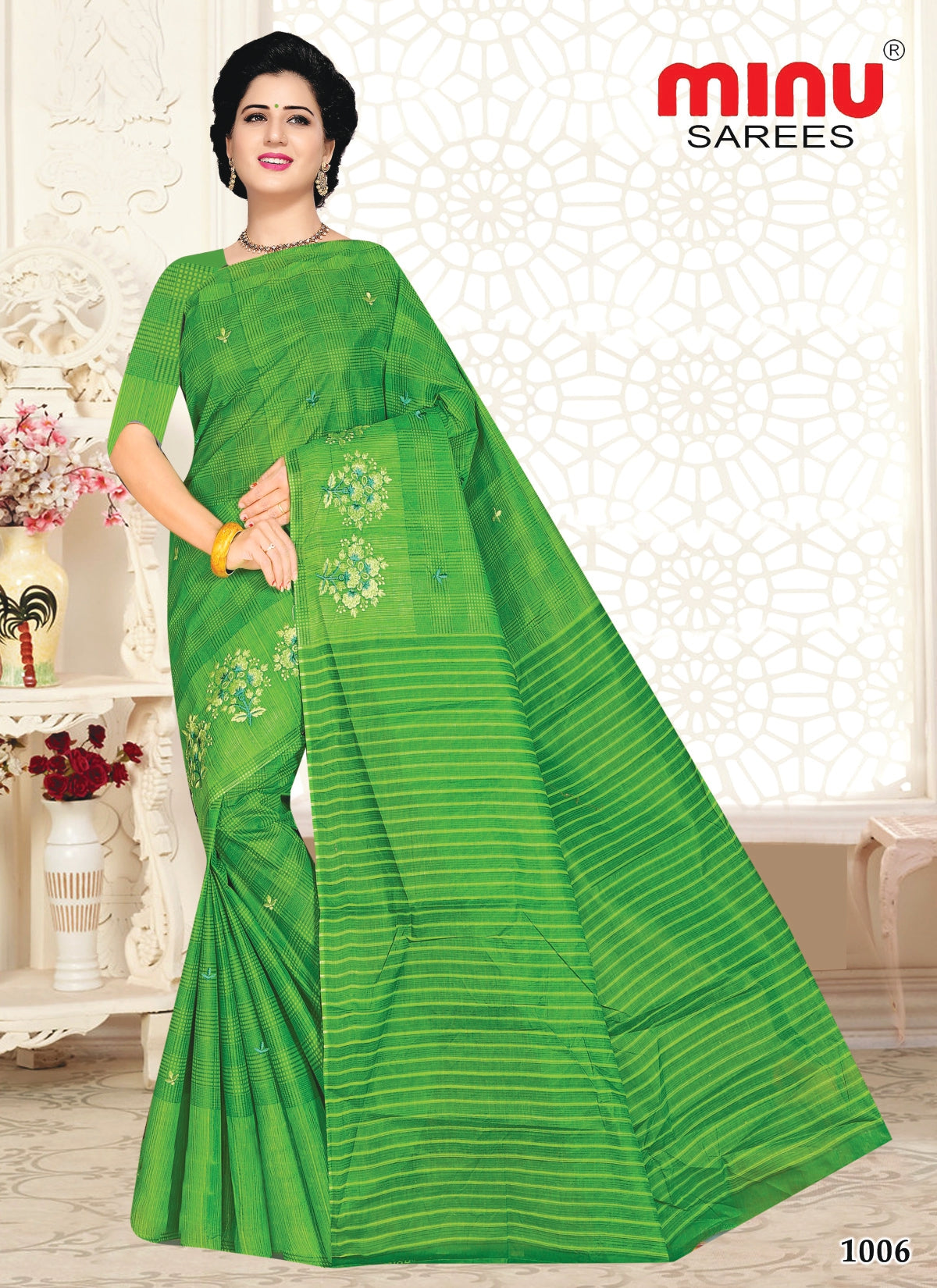 Green saree Durga puja special online for sale