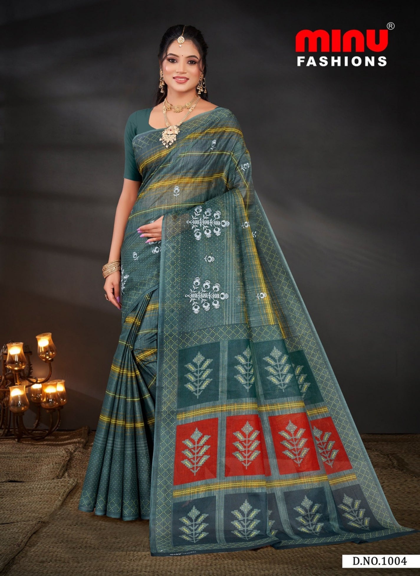Embroidered Saree Koramangala - 10 Pcs Set