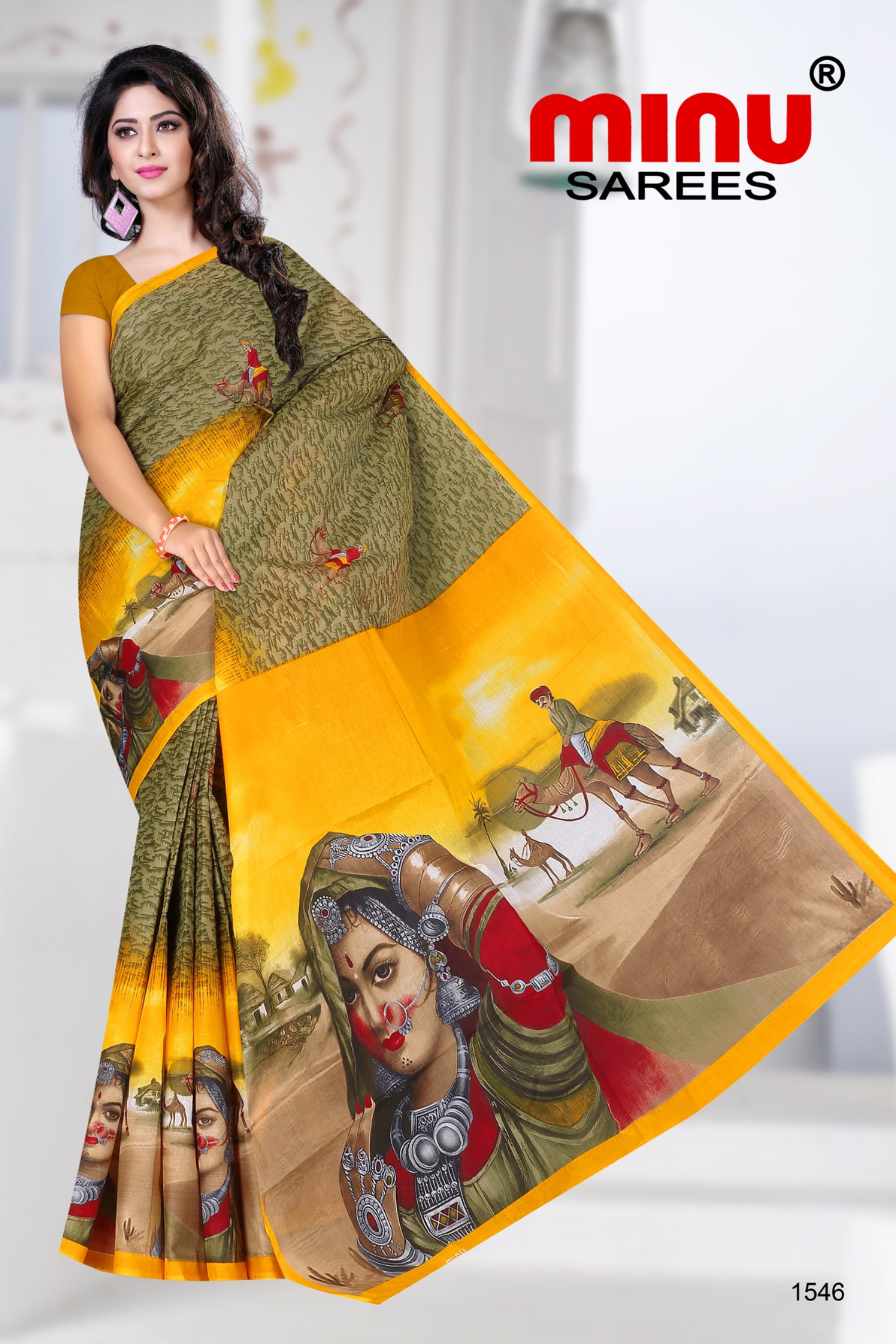 best offers on yellow printed cotton saree 