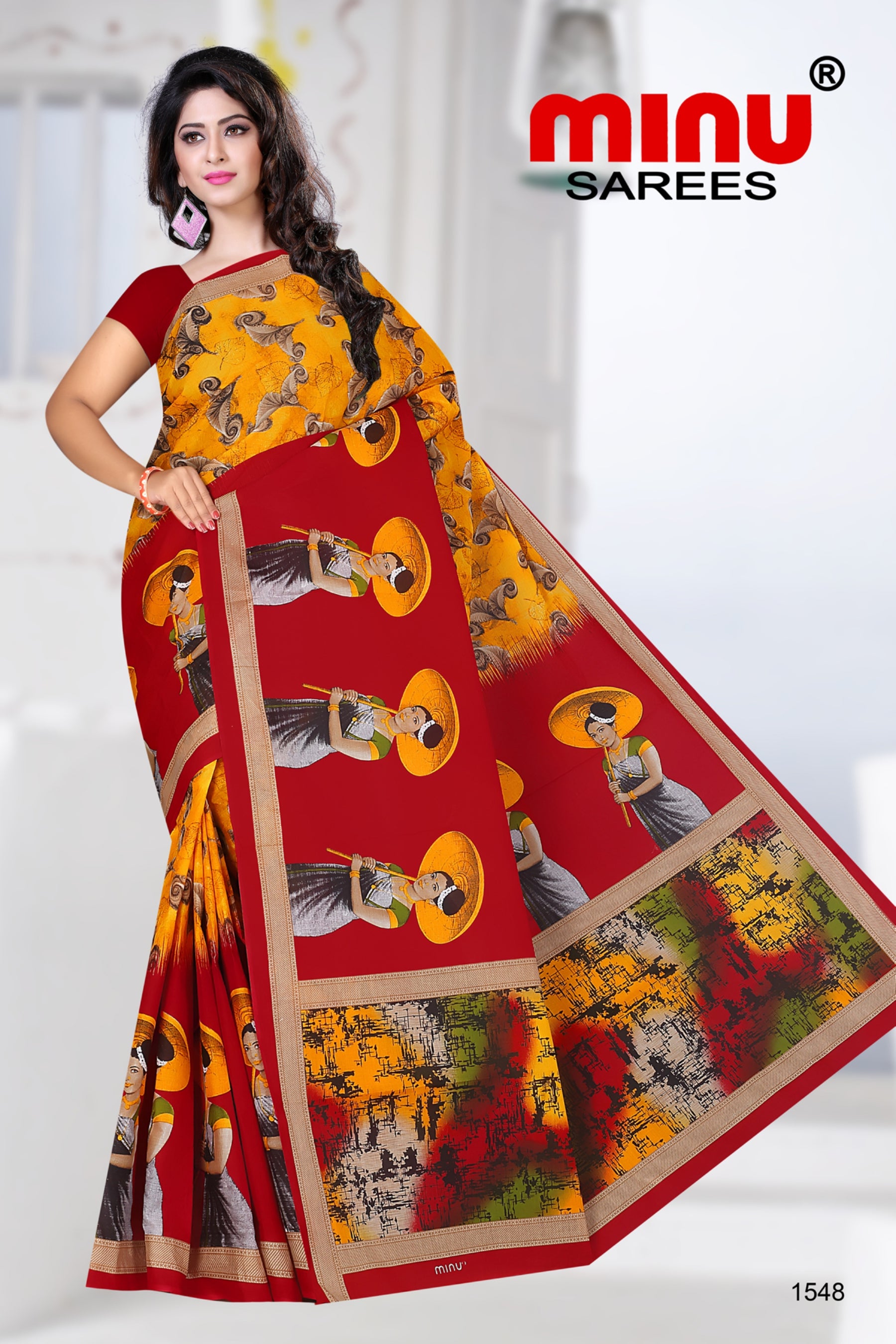 color printed bold and classy printed saree for retail online 