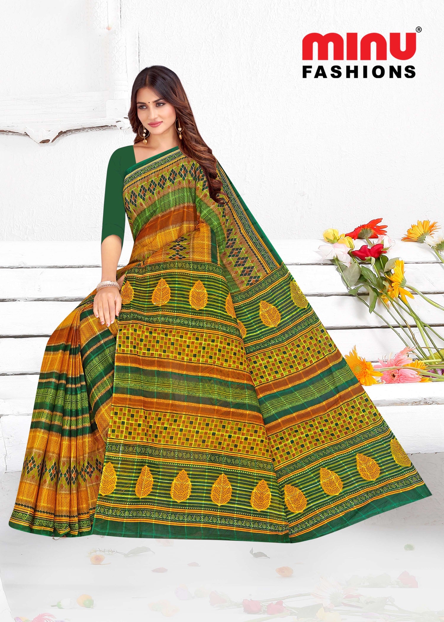 multi-color printed cotton saree manufacturers in Kolkata