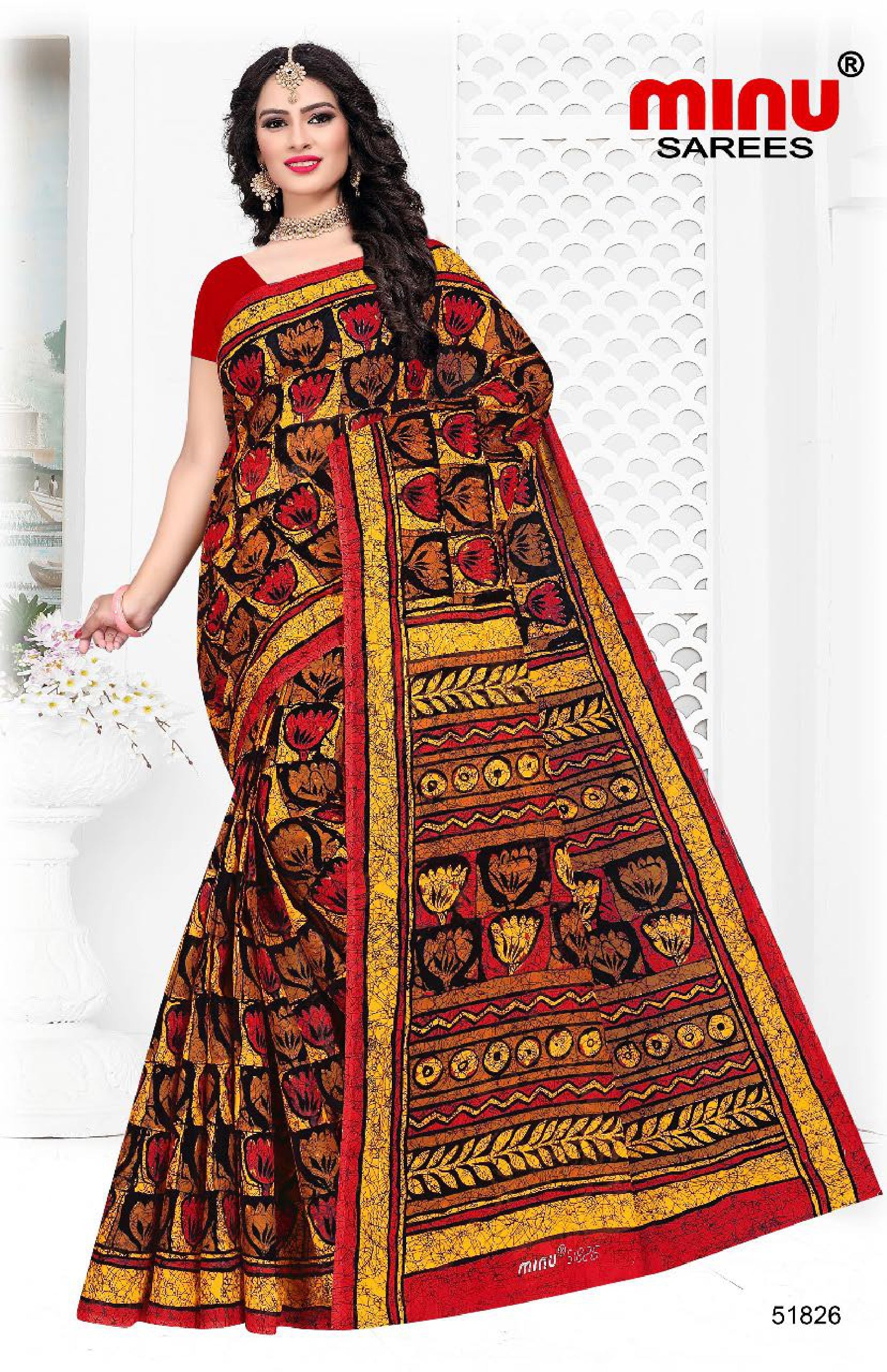 woman wearing designer cotton saree 