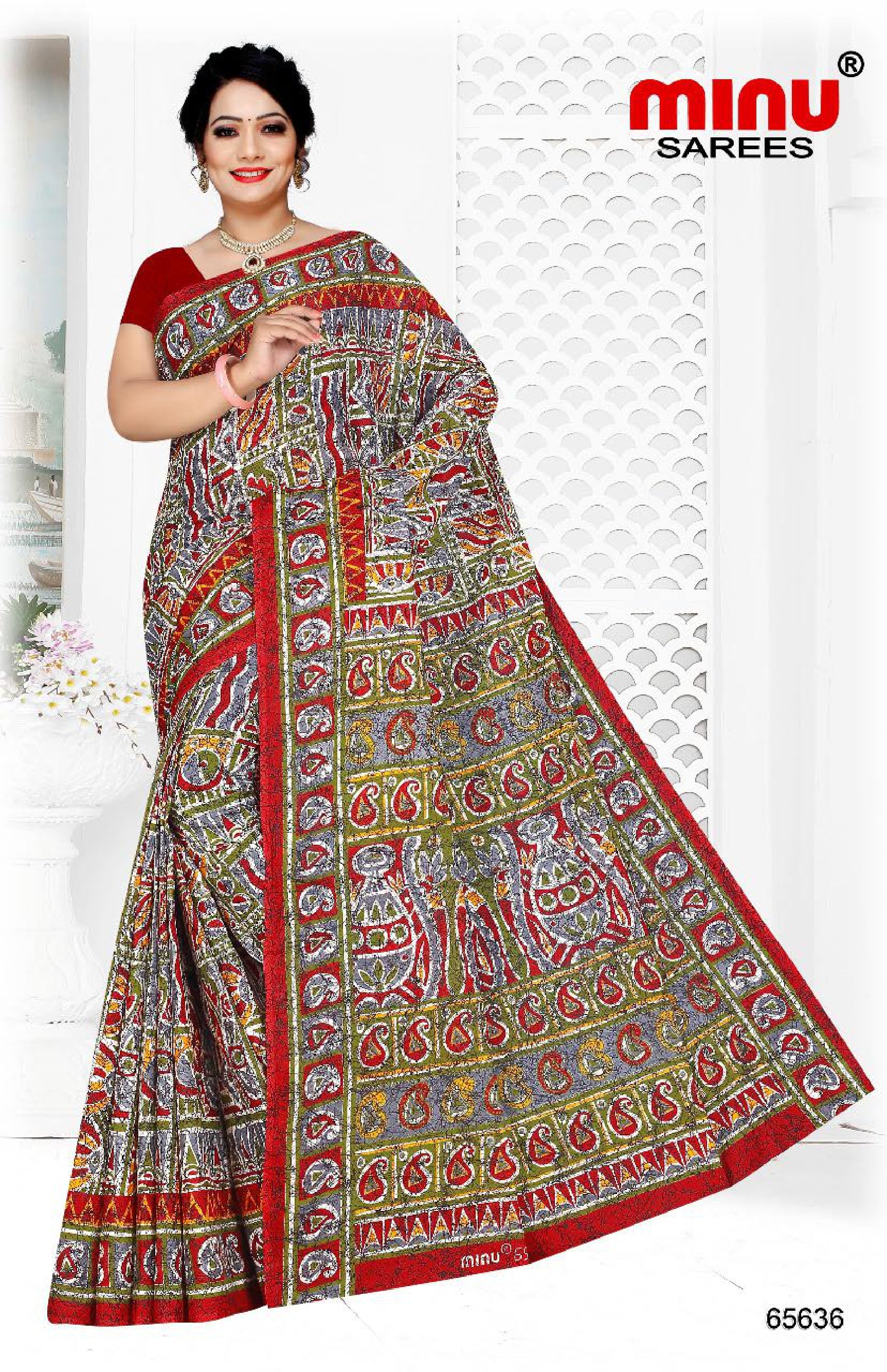 woman wearing designer cotton saree 
