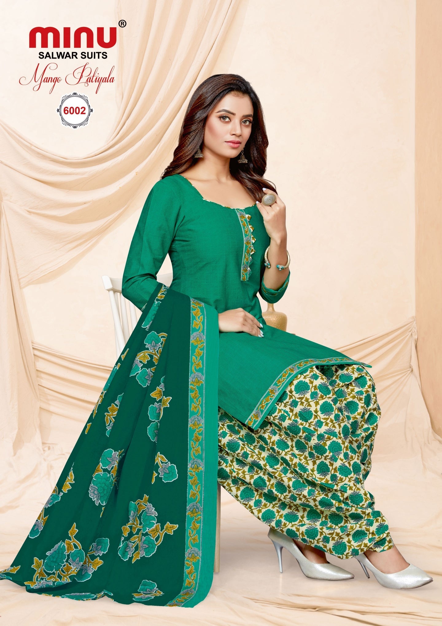 Green printed salwar suit with the best offers