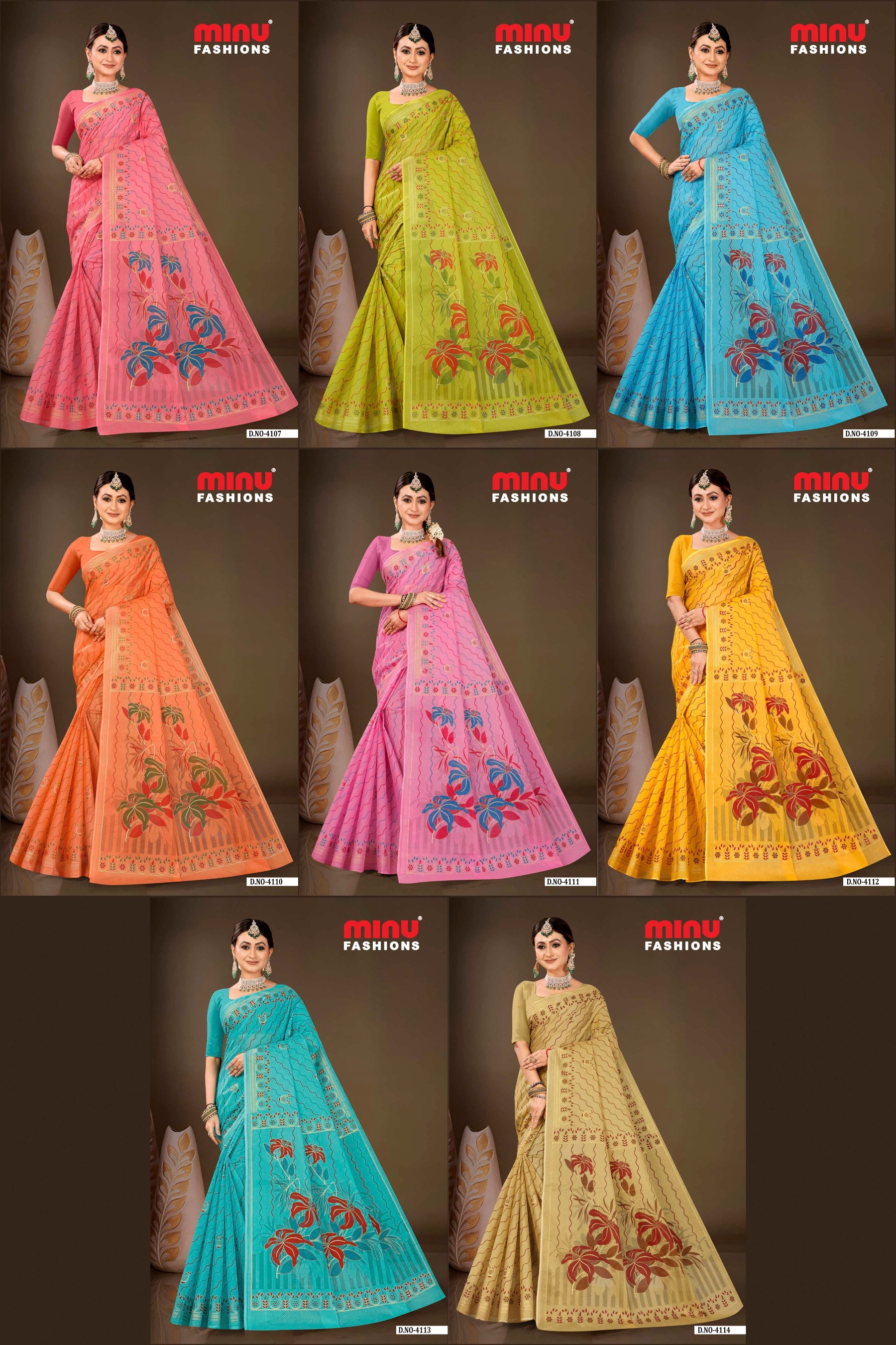 Embroidered Saree Minu Desire - 08 Pcs Set