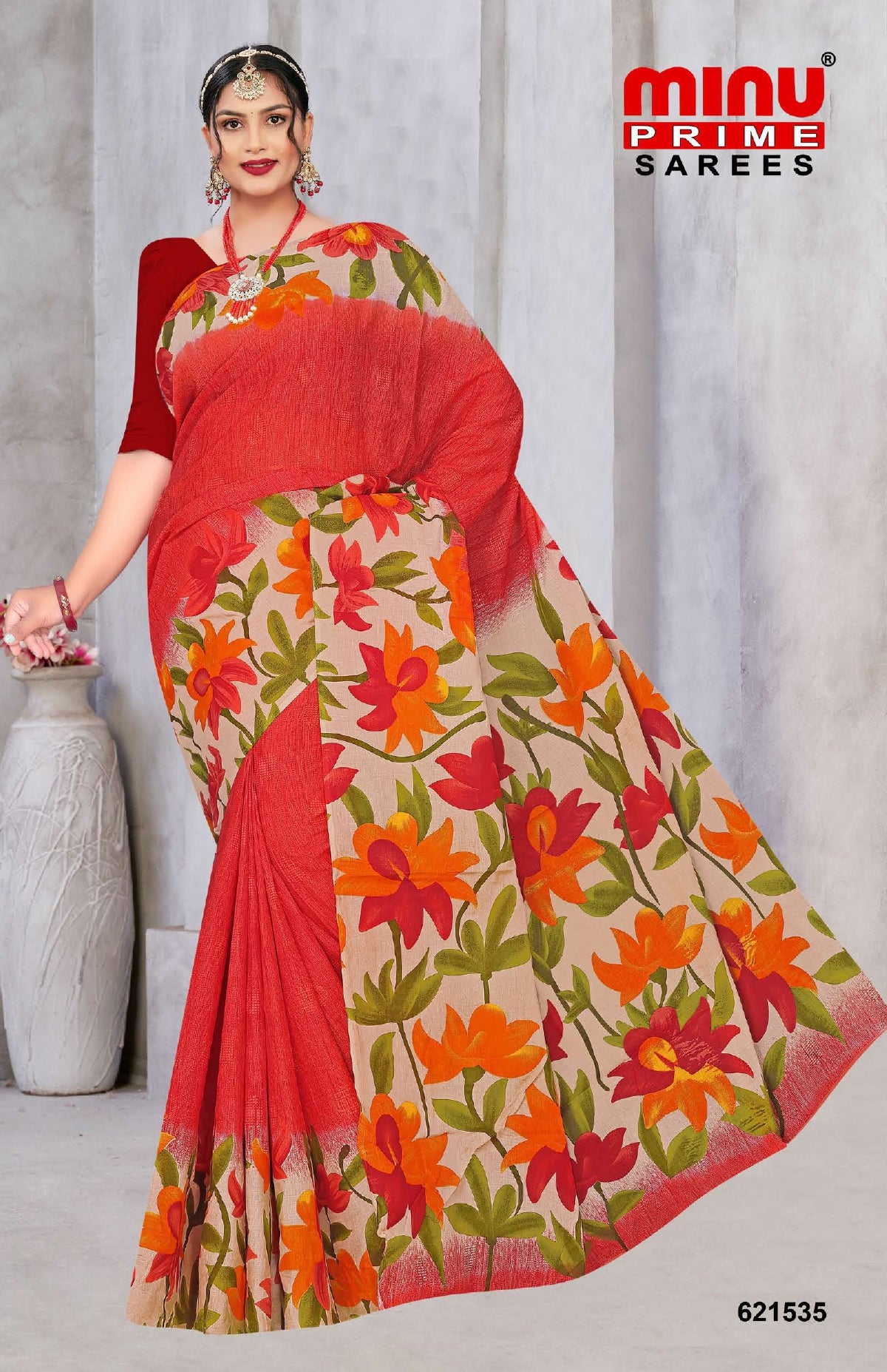 Printed Cotton Saree Monalisa (Vol-3) - 08 Pcs Set