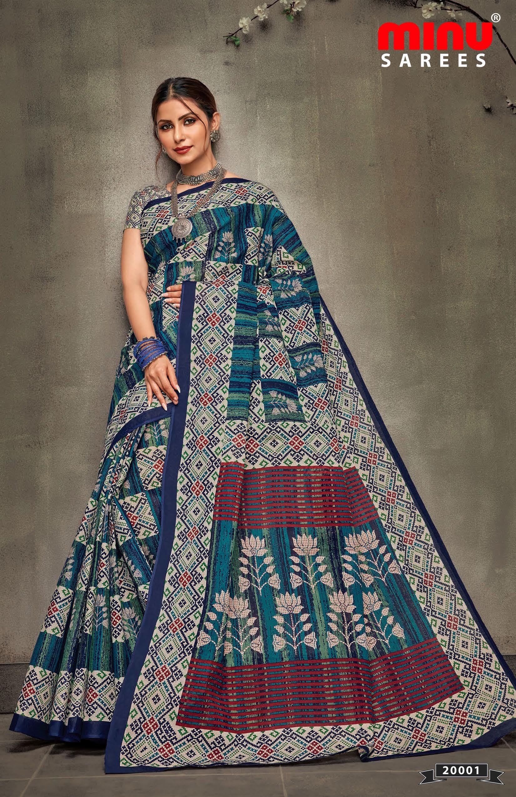 Bold and fancy printed saree for women