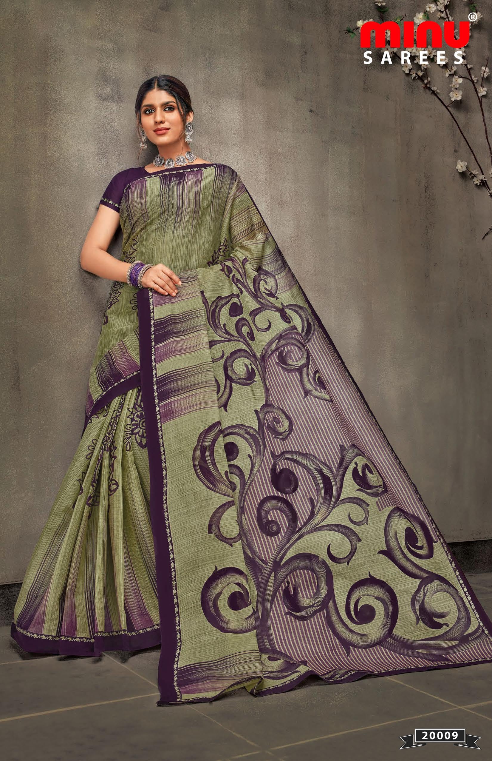 Best-quality printed saree with cotton fabric work