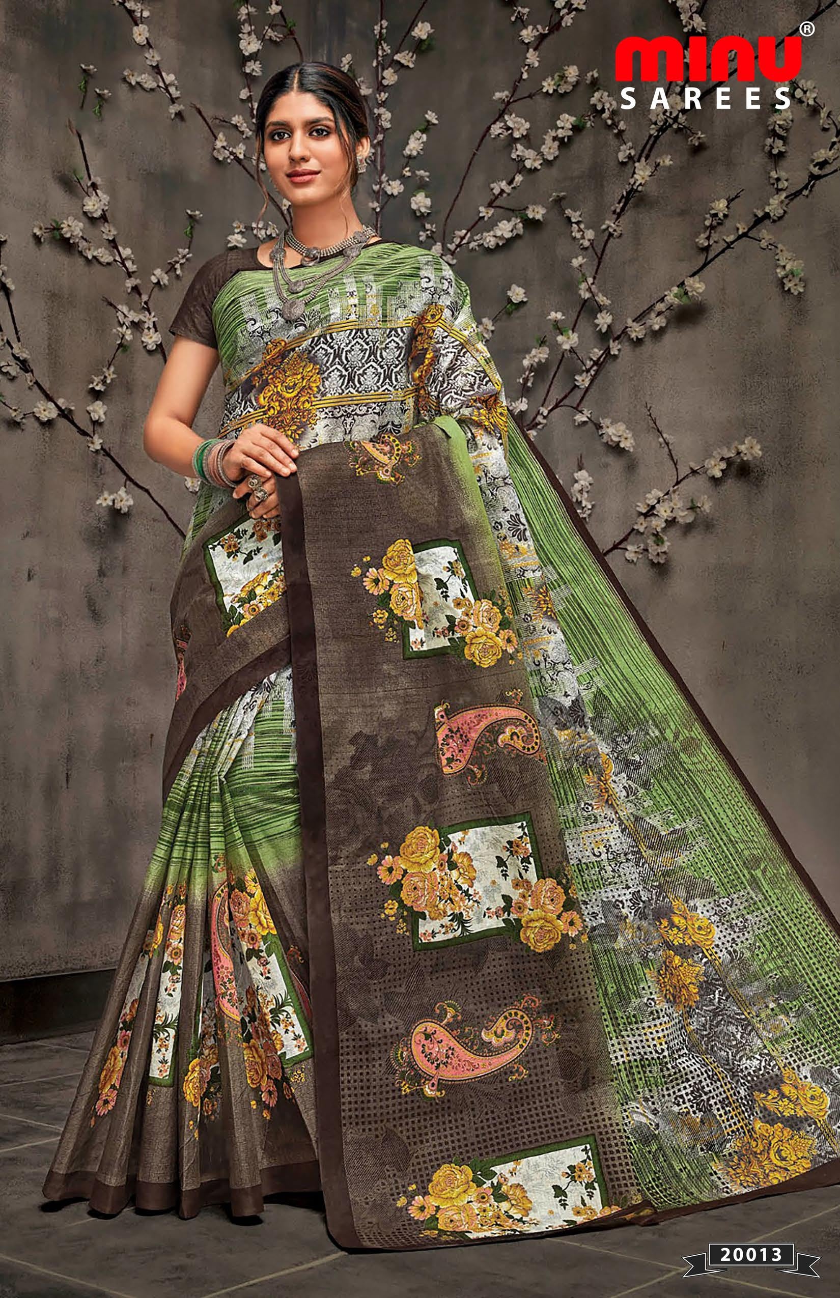 Online image of bold designer printed saree