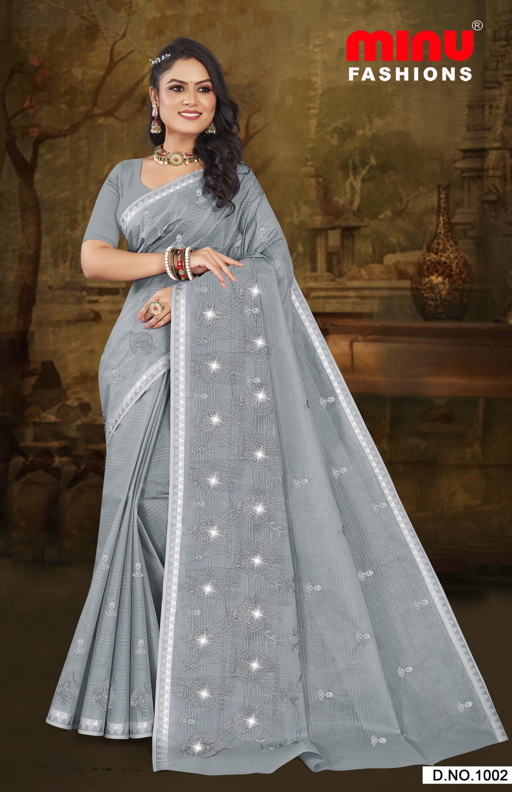 Embroidered Saree Mehak - 08 Pcs Set