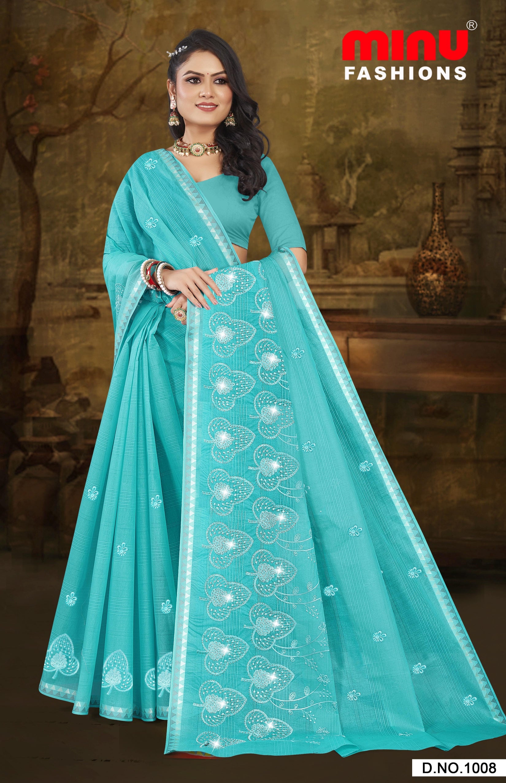 Embroidered Saree Mehak - 08 Pcs Set