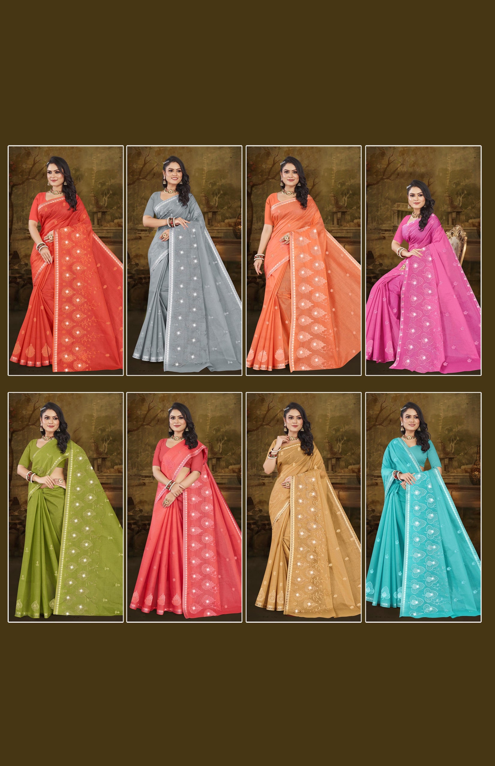 Embroidered Saree Mehak - 08 Pcs Set