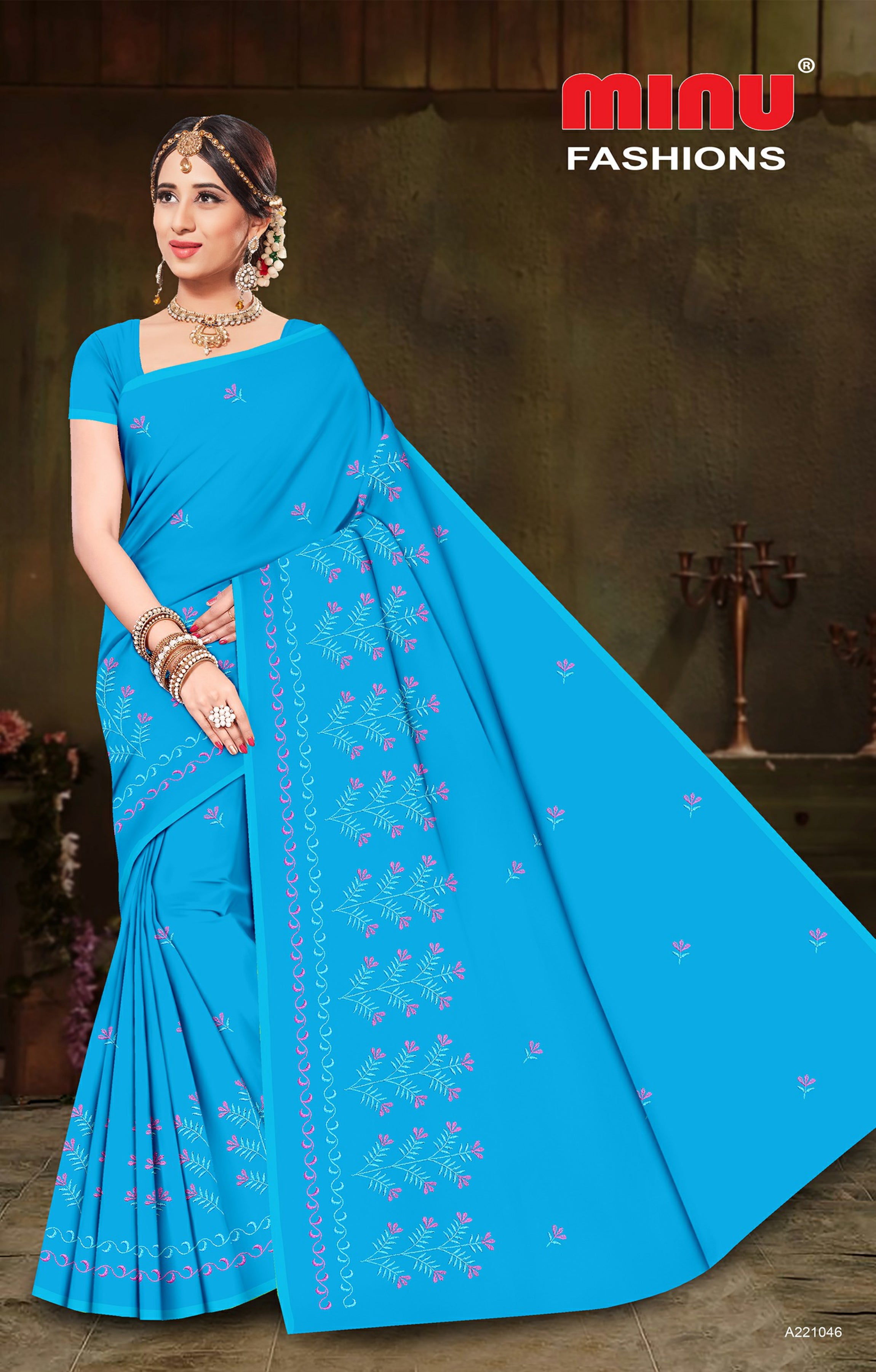 Embroidered Saree Nano - 08 Pcs Set