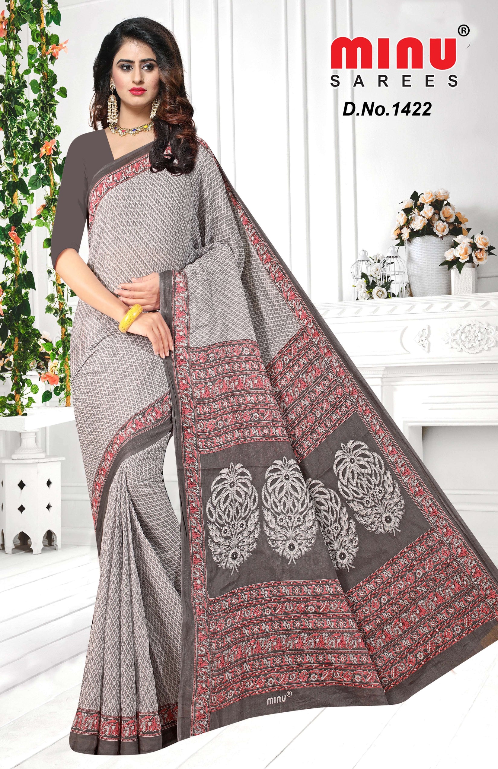 designer printed cotton saree to resell online 