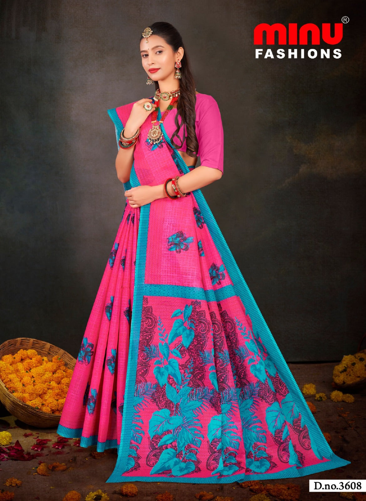Printed Cotton Saree Nusrat (Vol-2) - 8 Pcs Set