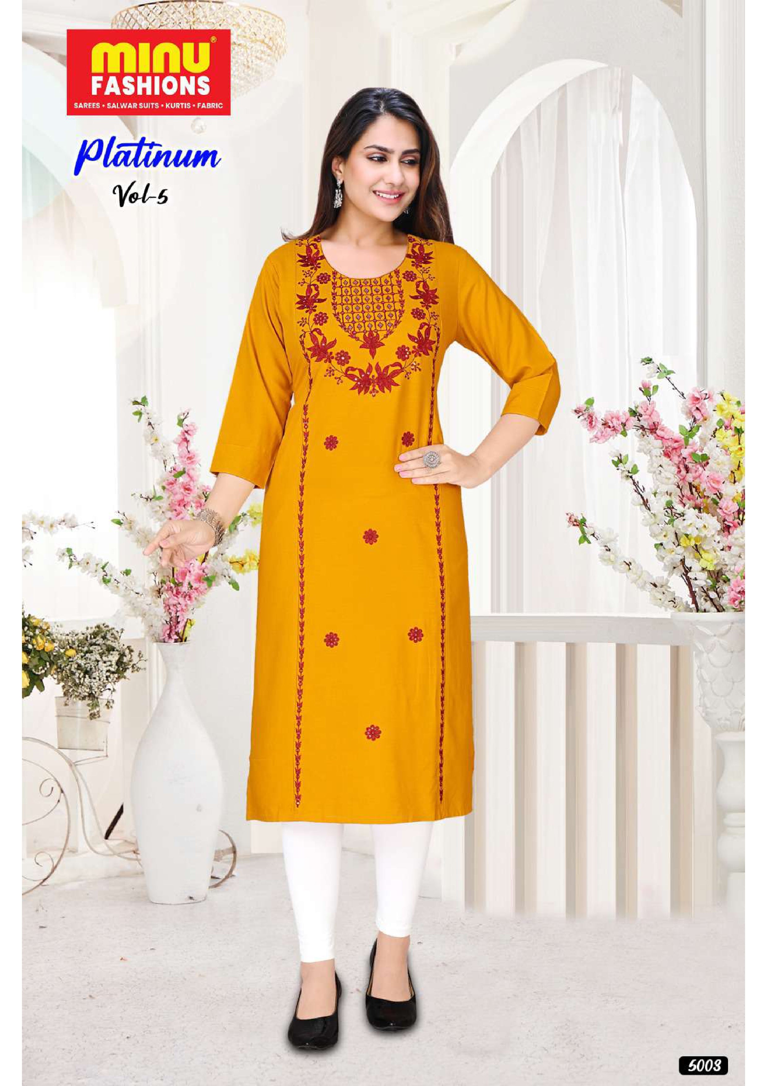 Rayon Long Kurti Platinum (Vol-05) - 03 Pcs Set