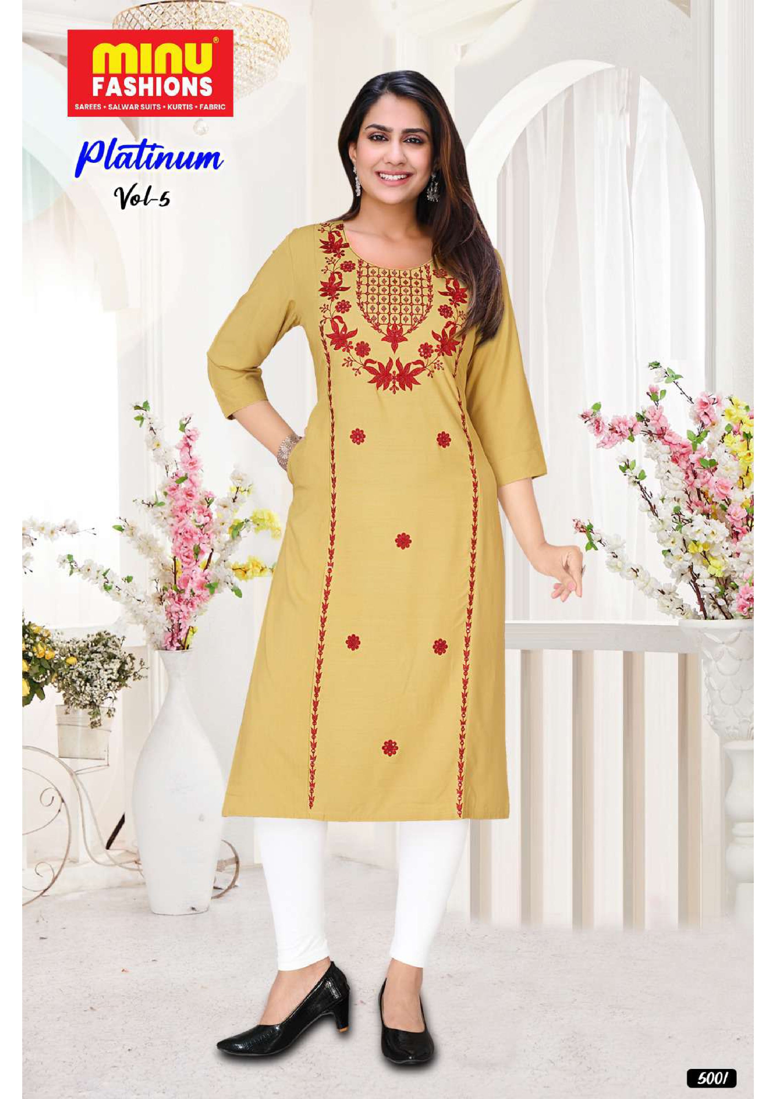 Rayon Long Kurti Platinum (Vol-05) - 03 Pcs Set