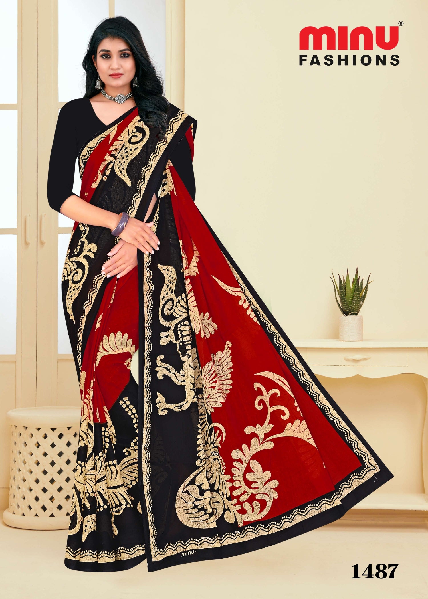 woman wearing cotton sarees wholesale 