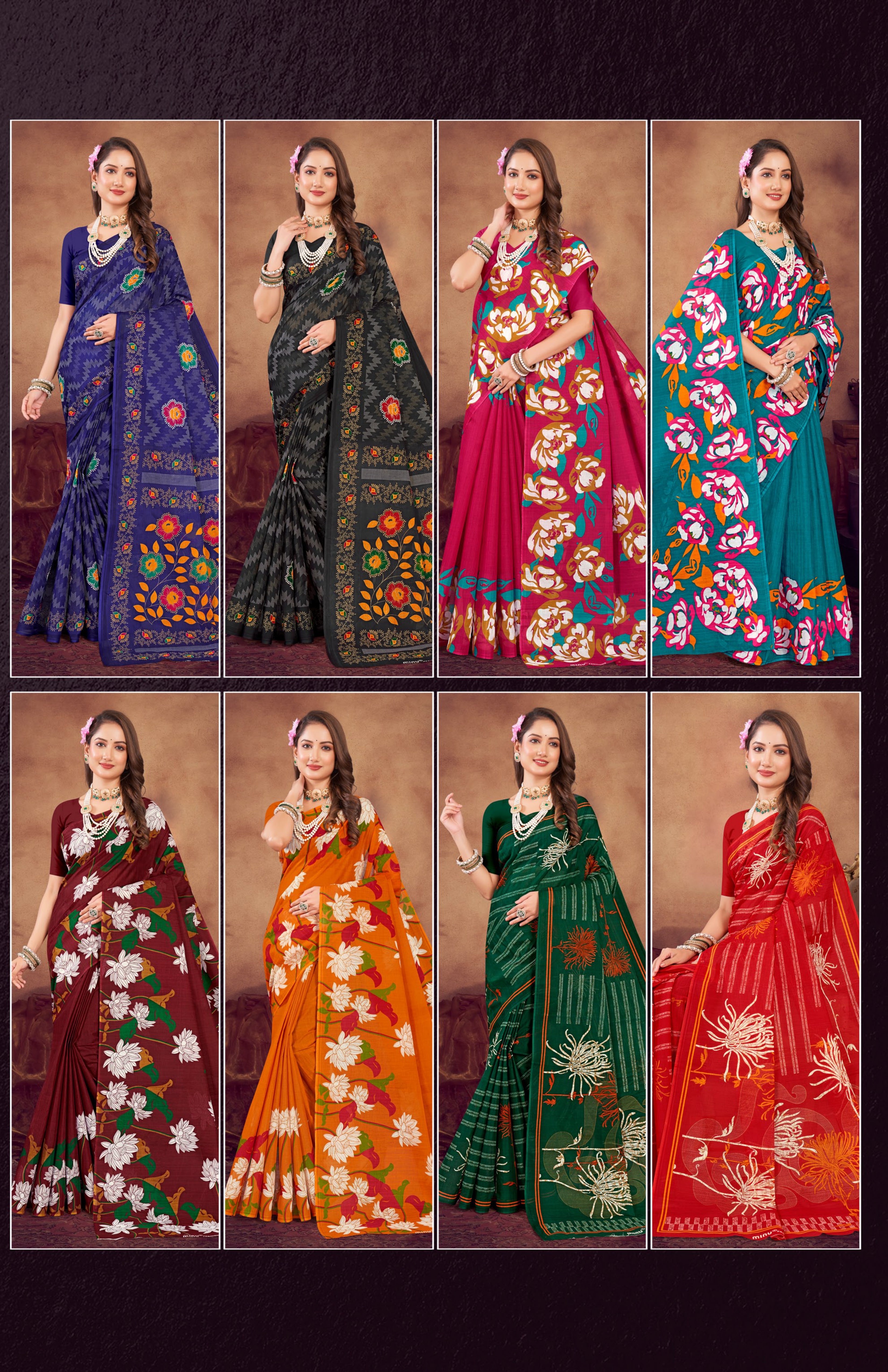 Malai Cotton Saree Priyatama (Vol-13) - 8 Pcs Set