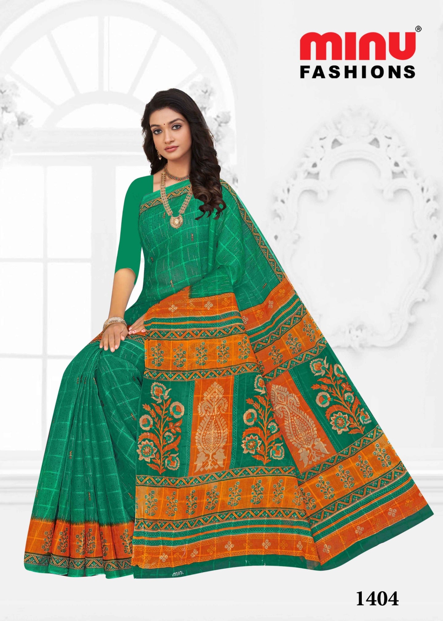 green color printed cotton Wholesale Sarees Online Shopping