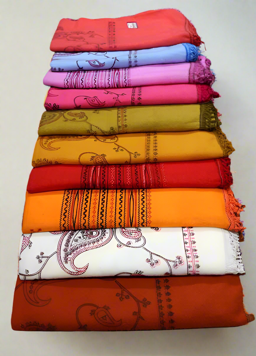 Woolen Designer Shawl Phulkari (Special Rate) - Assorted 10 Pcs Set