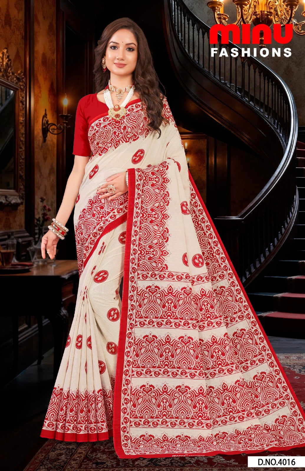 Printed Cotton Saree Priyatama Tant - 8 Pcs Set