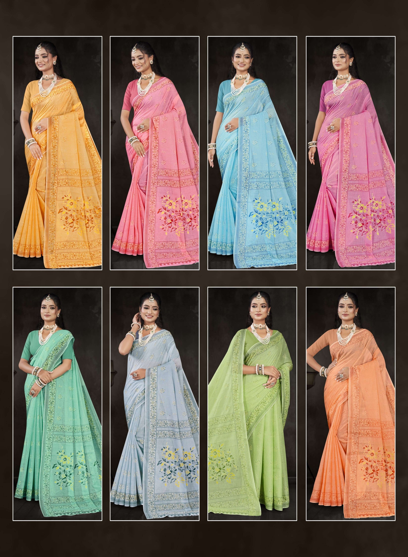 Printed Cotton Saree Rajanya Pestal Vol-2 (8 Pcs)