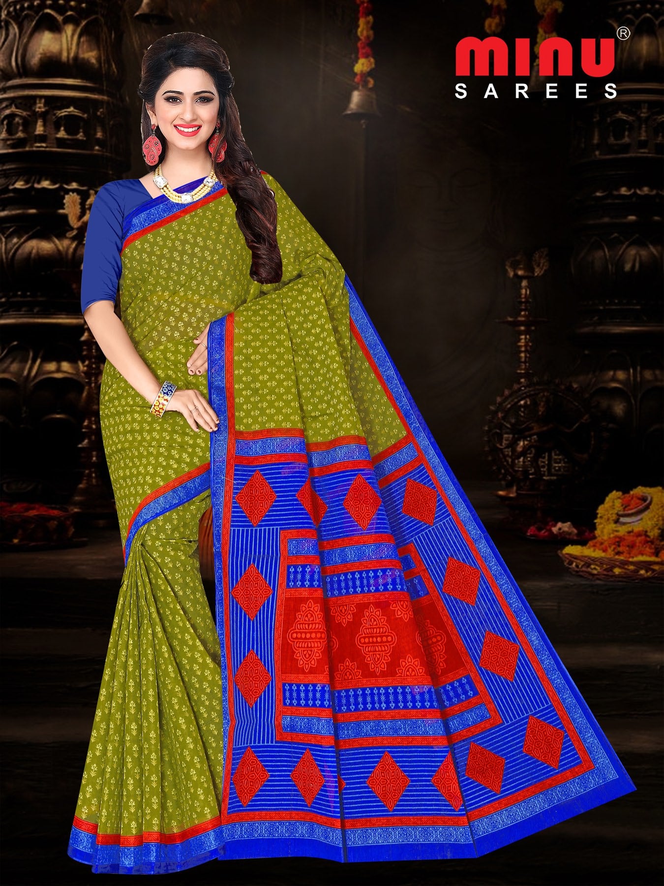 fashionable cotton printed sarees for wholesalers online 