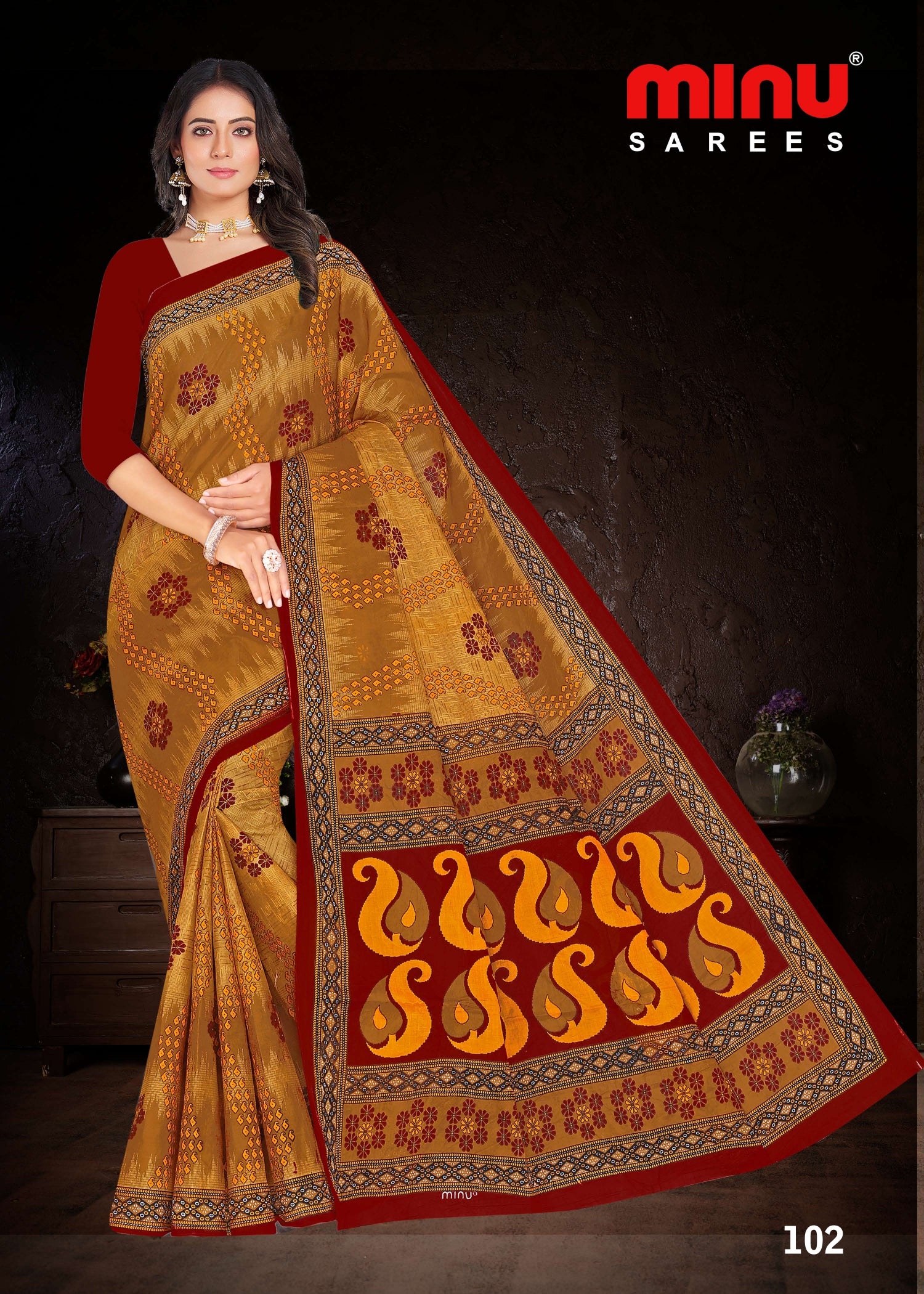 multi color printed pure cotton saree for women and girls 