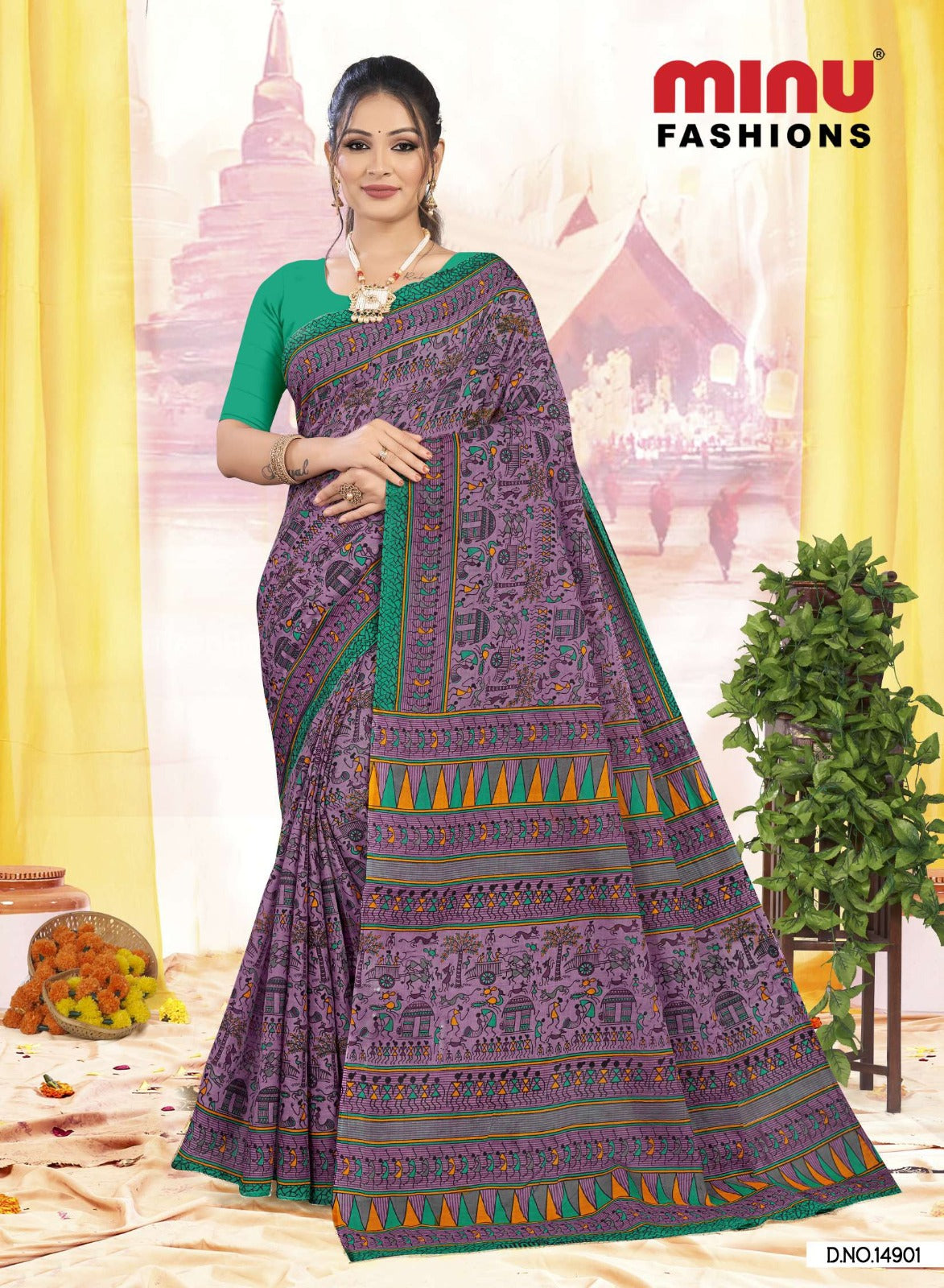 Printed Cotton Saree Rajanya Block (Vol-3) - 10 Pcs Set