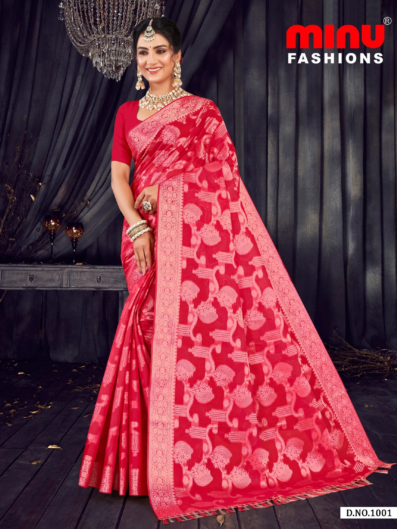 Embroidered Saree Roshni - 08 Pcs Set