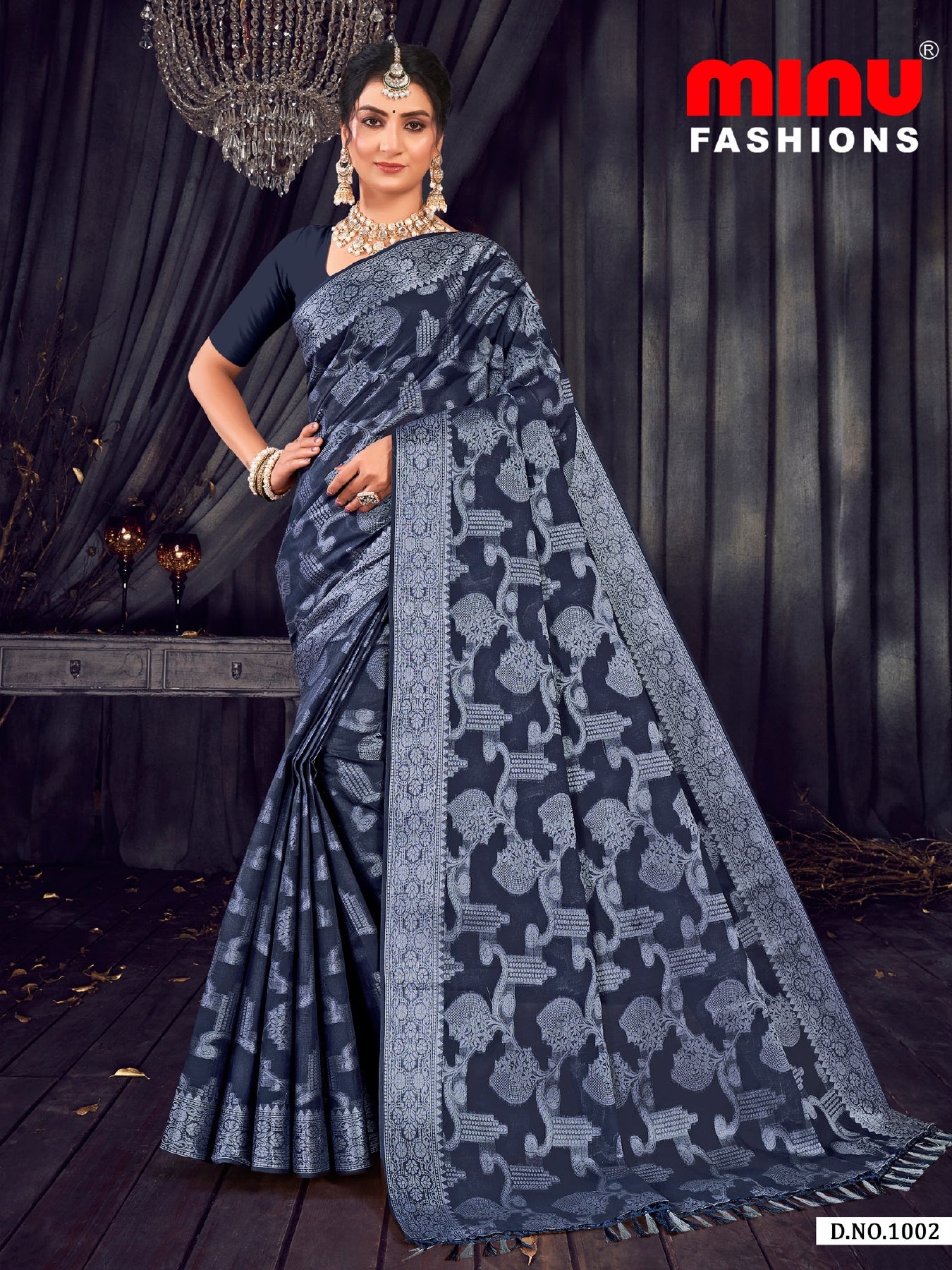 Embroidered Saree Roshni - 08 Pcs Set
