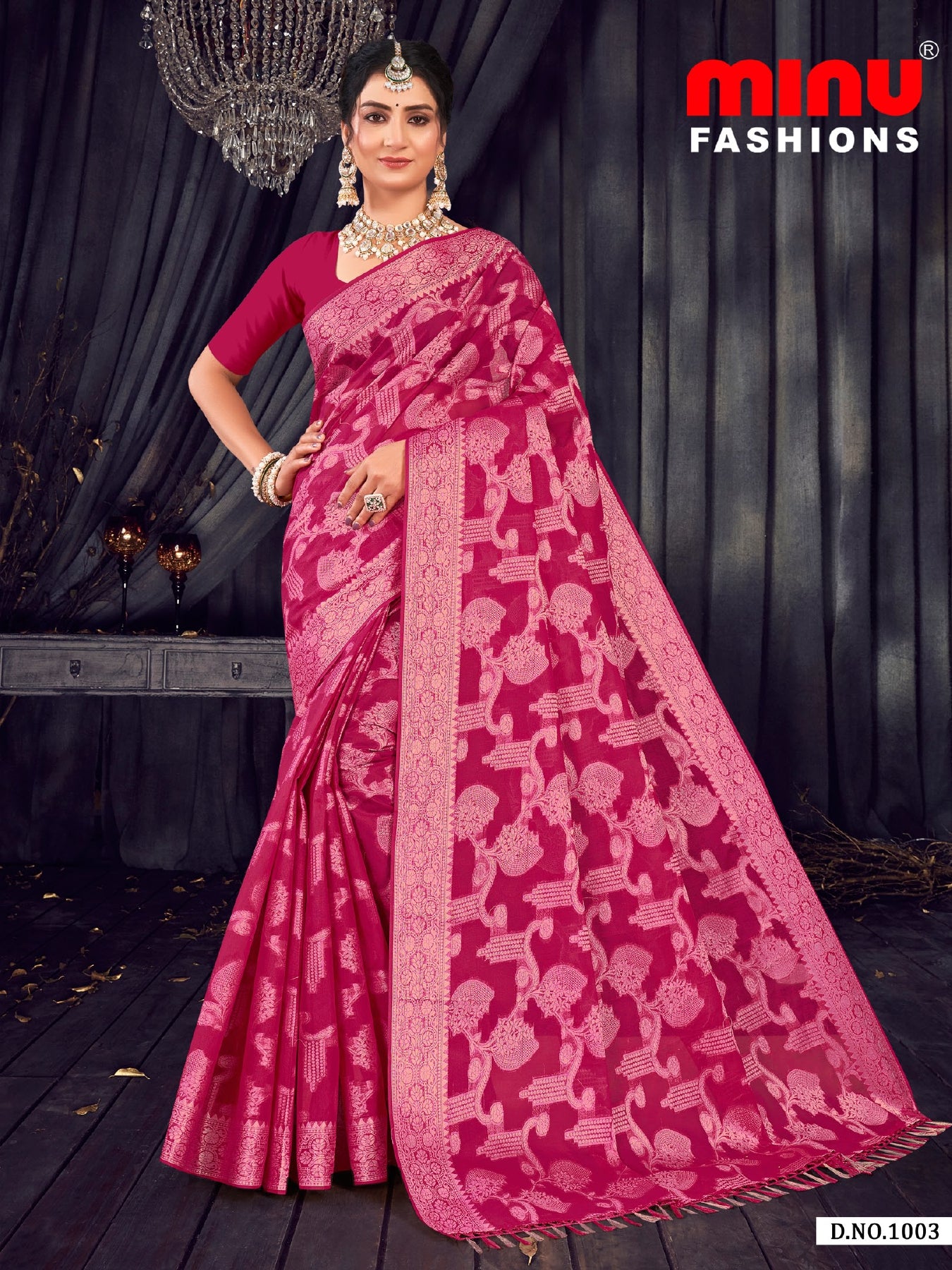 Embroidered Saree Roshni - 08 Pcs Set