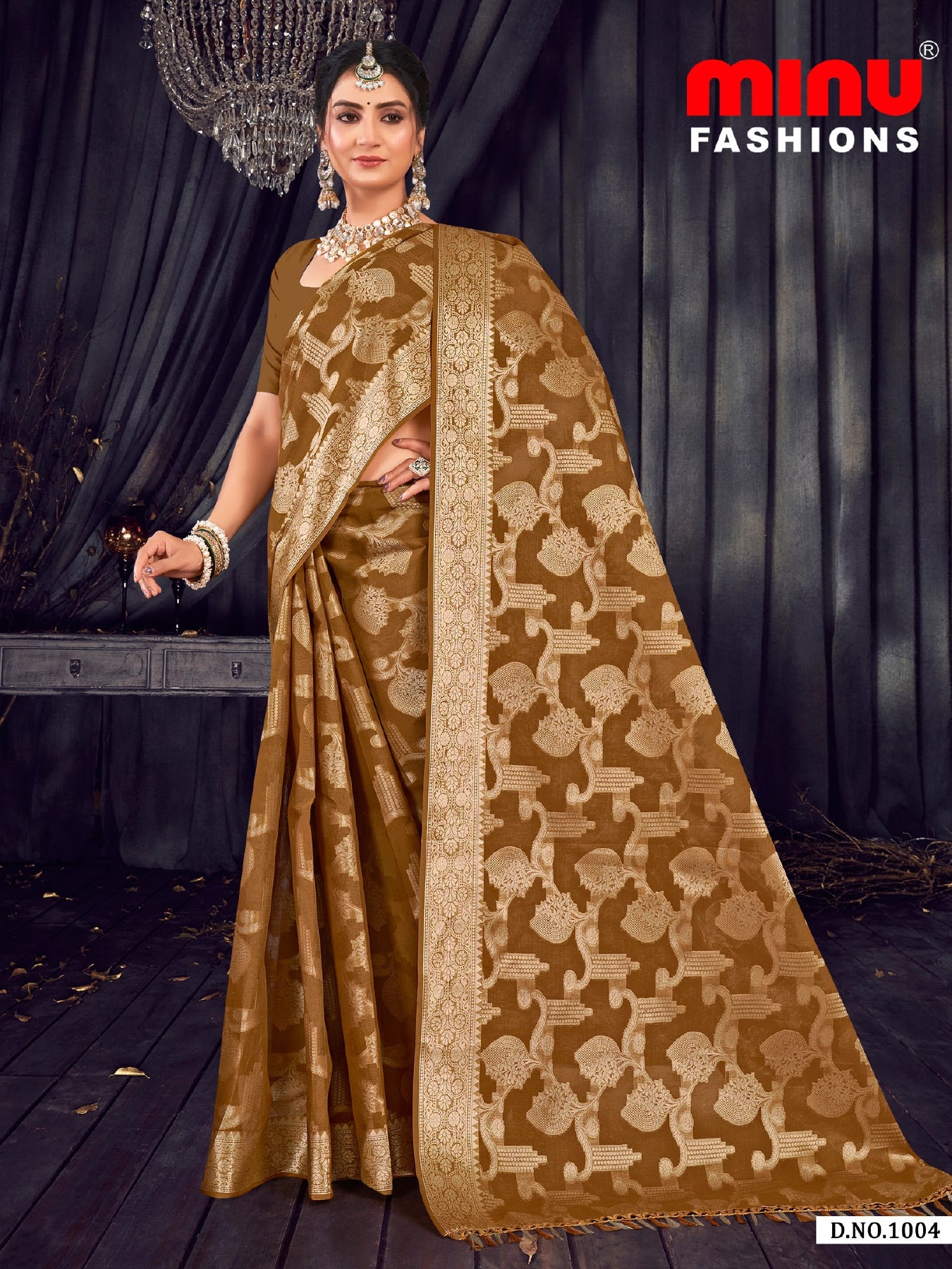 Embroidered Saree Roshni - 08 Pcs Set