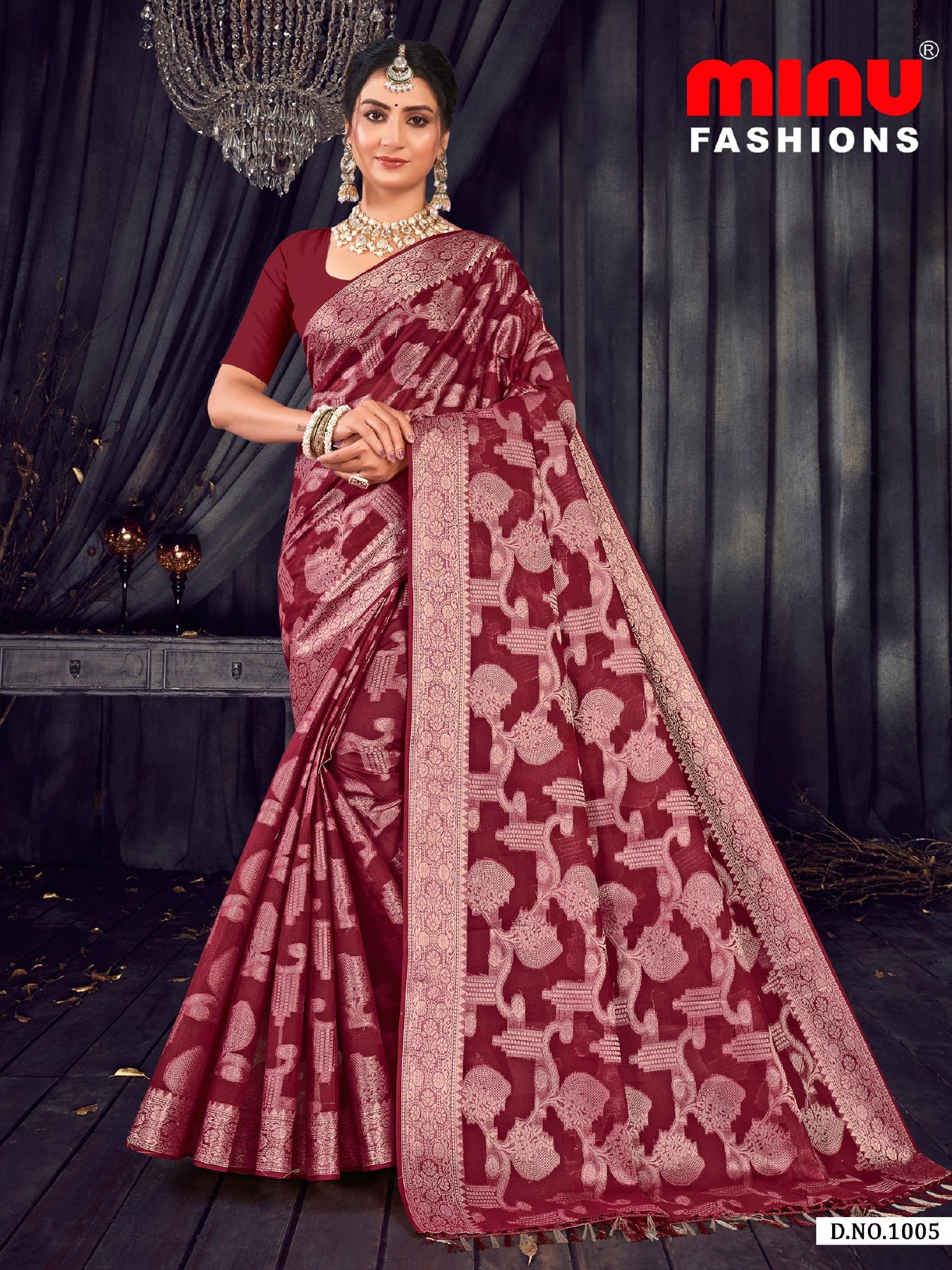 Embroidered Saree Roshni - 08 Pcs Set